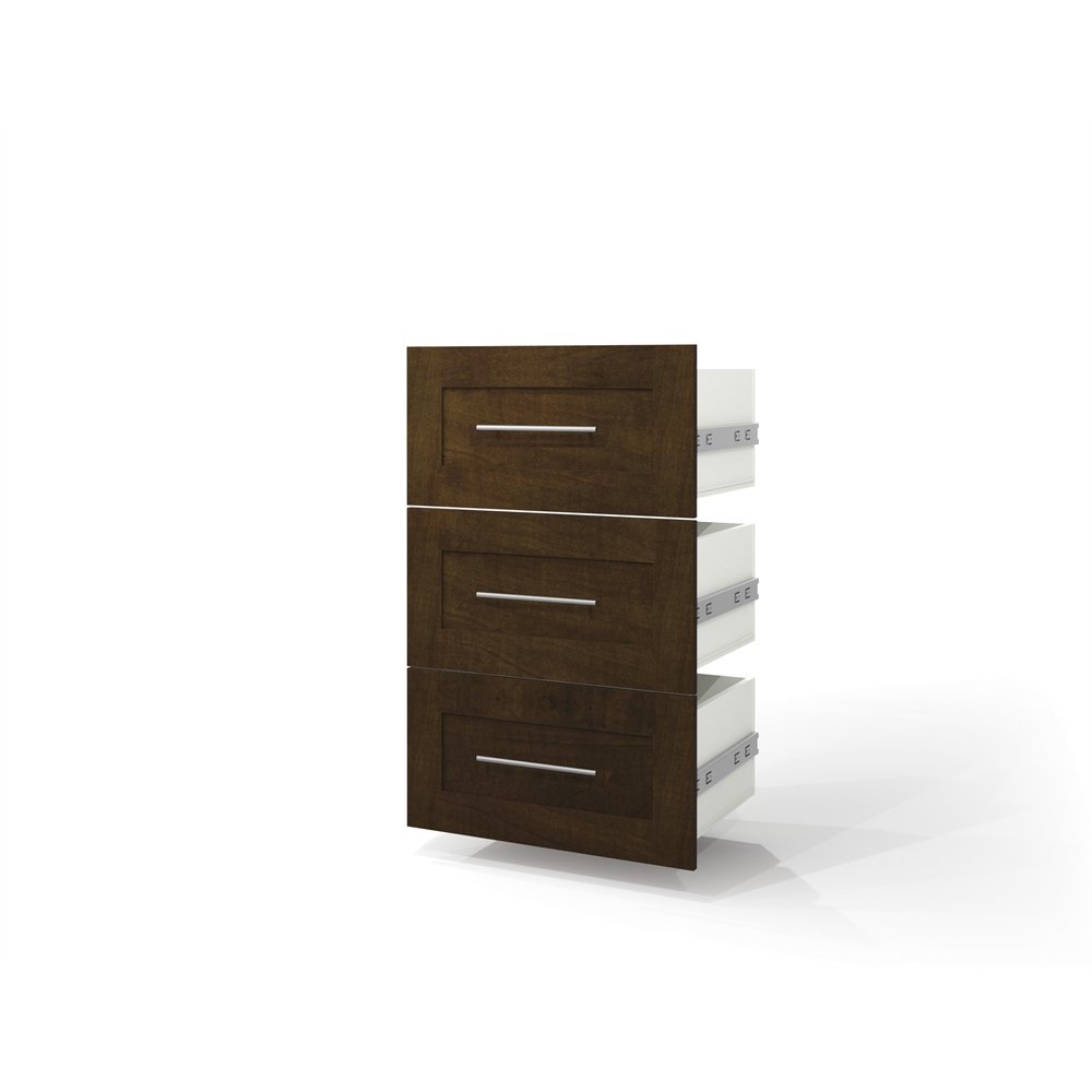 Bestar Pur 3-Drawer Storage Set for 25-Inch Wardrobe Organizer in Chocolate Finish - Space-Saving Closet, Bedroom, Kitchen & Entryway Storage Solution - Perfect for Organizing Clothes, Shoes, Linens & Home Essentials
