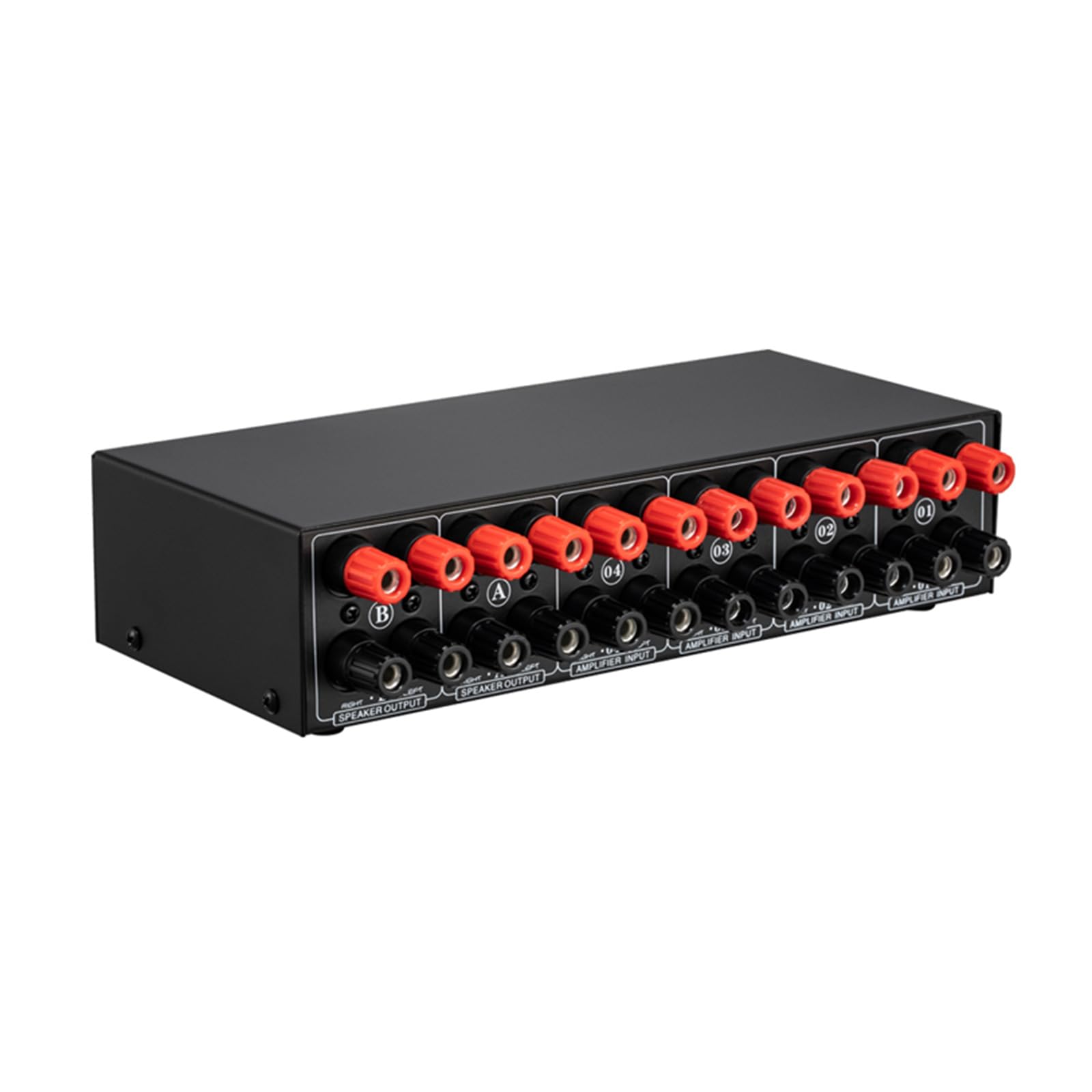 4 In 2 Out Passive Speaker Selector Switch - Stereo Audio Switcher Box for Home Theater & Multi-Room Audio System | High-Quality 4 Input 2 Output Splitter for Amplifiers & Speakers | Perfect for DJ Setups, Studio Monitoring & AV Installations