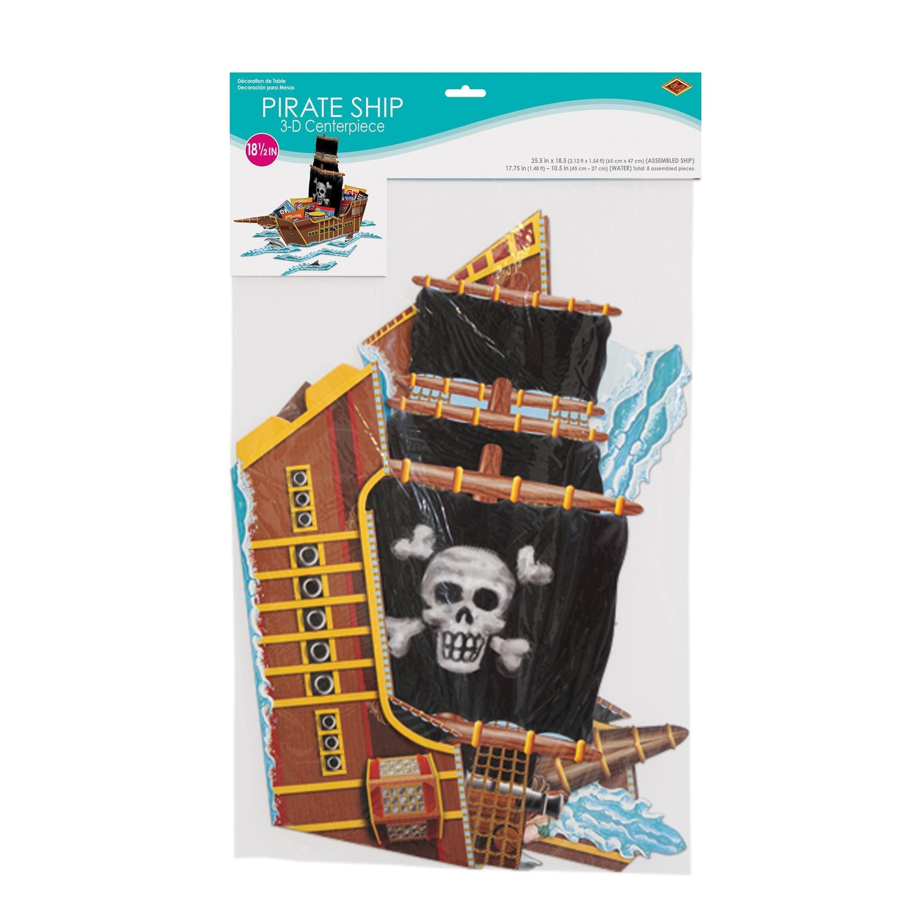 12 Pack Beistle 3D Pirate Ship Party Decorations - Pirate Theme Party Centerpieces for Birthday, Halloween & Nautical Events - Perfect for Table Decor, Photo Backdrops & Party Supplies