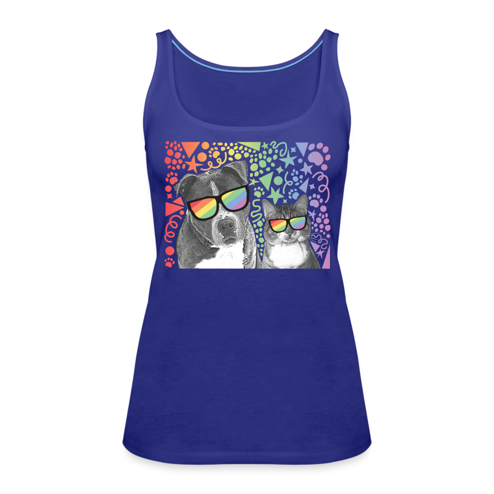 Pride Party Contoured Premium Tank Top - LGBTQ+ Rainbow Graphic Muscle Shirt for Gay Pride Parade, Festival & Celebration - Comfortable Fitted Workout Top for Gym, Running & Casual Wear