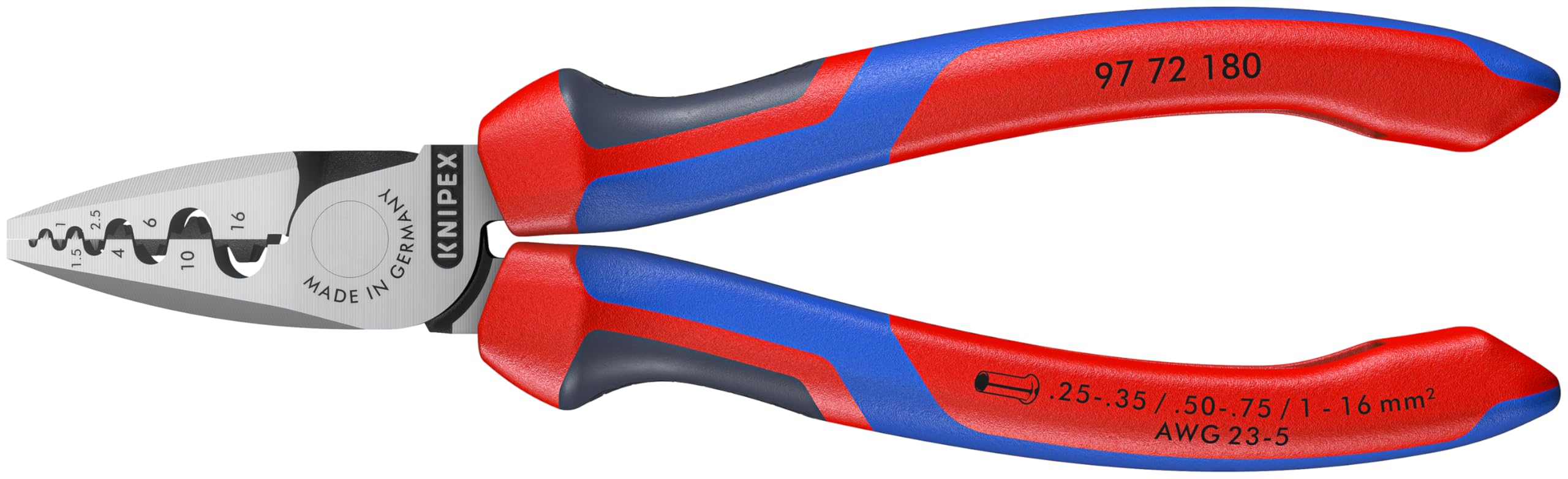KNIPEX Red Crimping Pliers for Wire Ferrules - Professional Electrical Tool for Secure Connections | Ideal for DIY, Home Wiring & Industrial Electrical Work