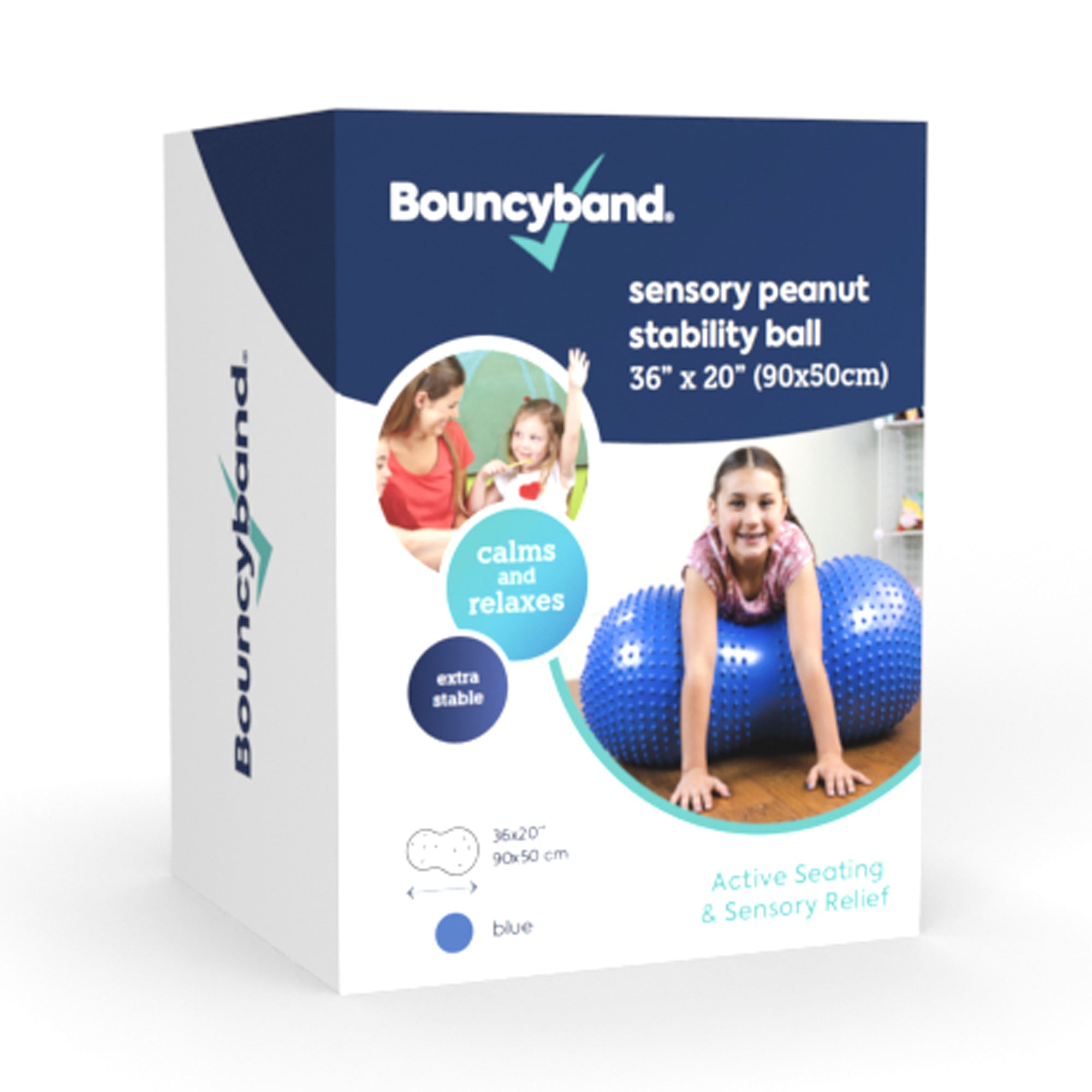 Bouncyband® Sensory Peanut Stability Ball - Kids Exercise Ball for Active Sitting, ADHD & Autism Therapy, Classroom & Home Use - Improves Focus & Posture