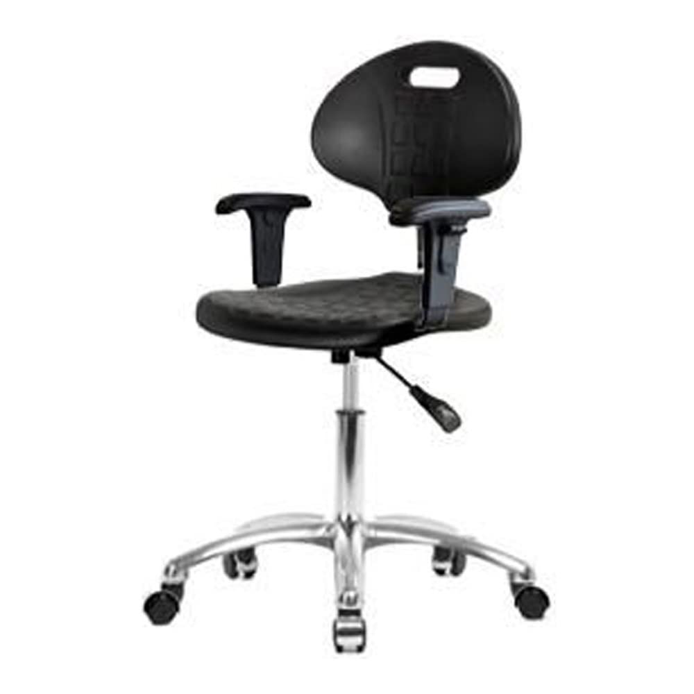 Thomas ECOM CLR-TPDHCH-CR-A1-CC Industrial Basic Clean Room Polyurethane Desk Chair with Adjustable Arms & Chrome Base - Ergonomic Office Chair for Laboratories, Hospitals, and Controlled Environments