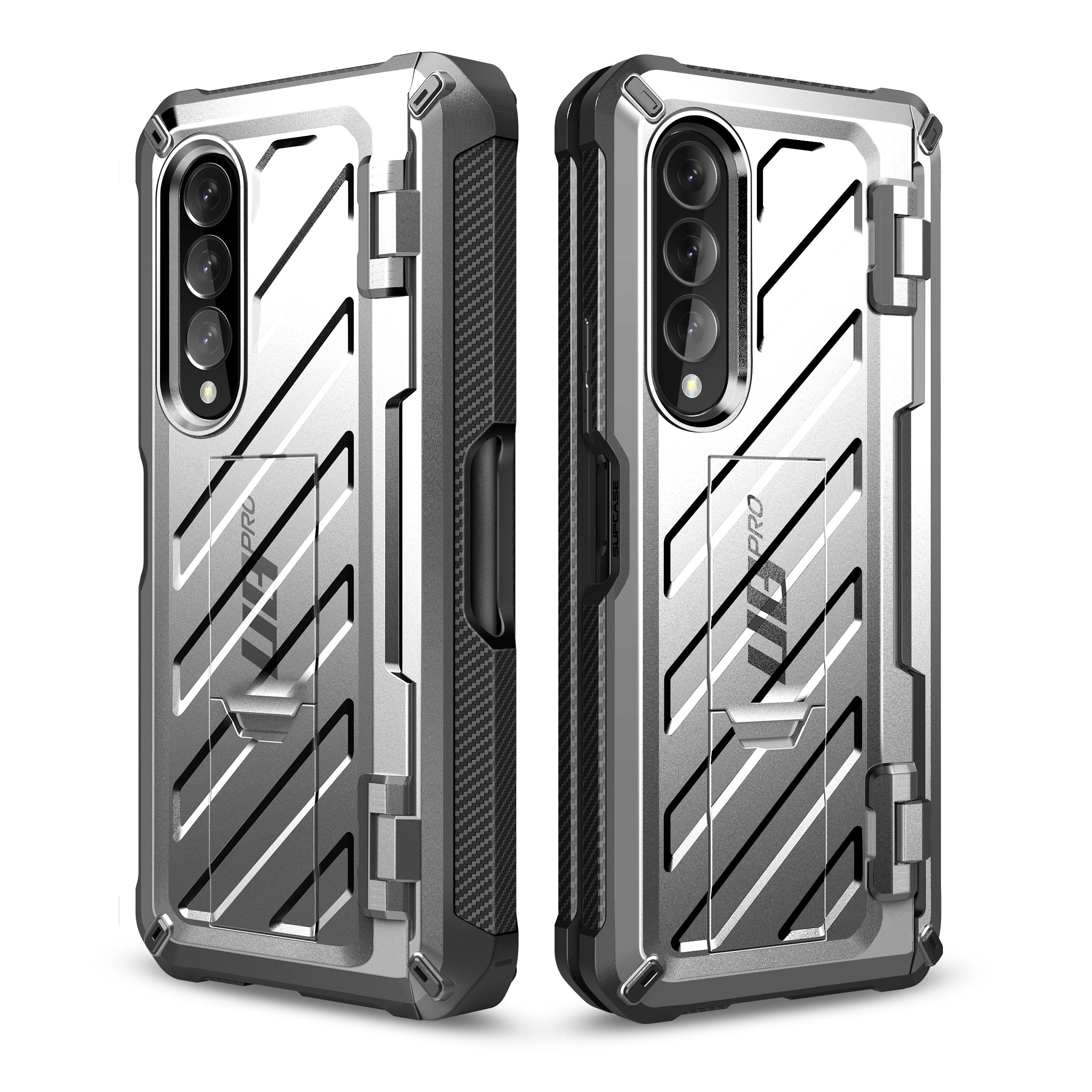 Samsung Galaxy Z Fold 3 Unicorn Beetle Pro Rugged Protective Case with S Pen Holder - Silver | Shockproof & Drop Protection for Work, Travel & Outdoor Activities