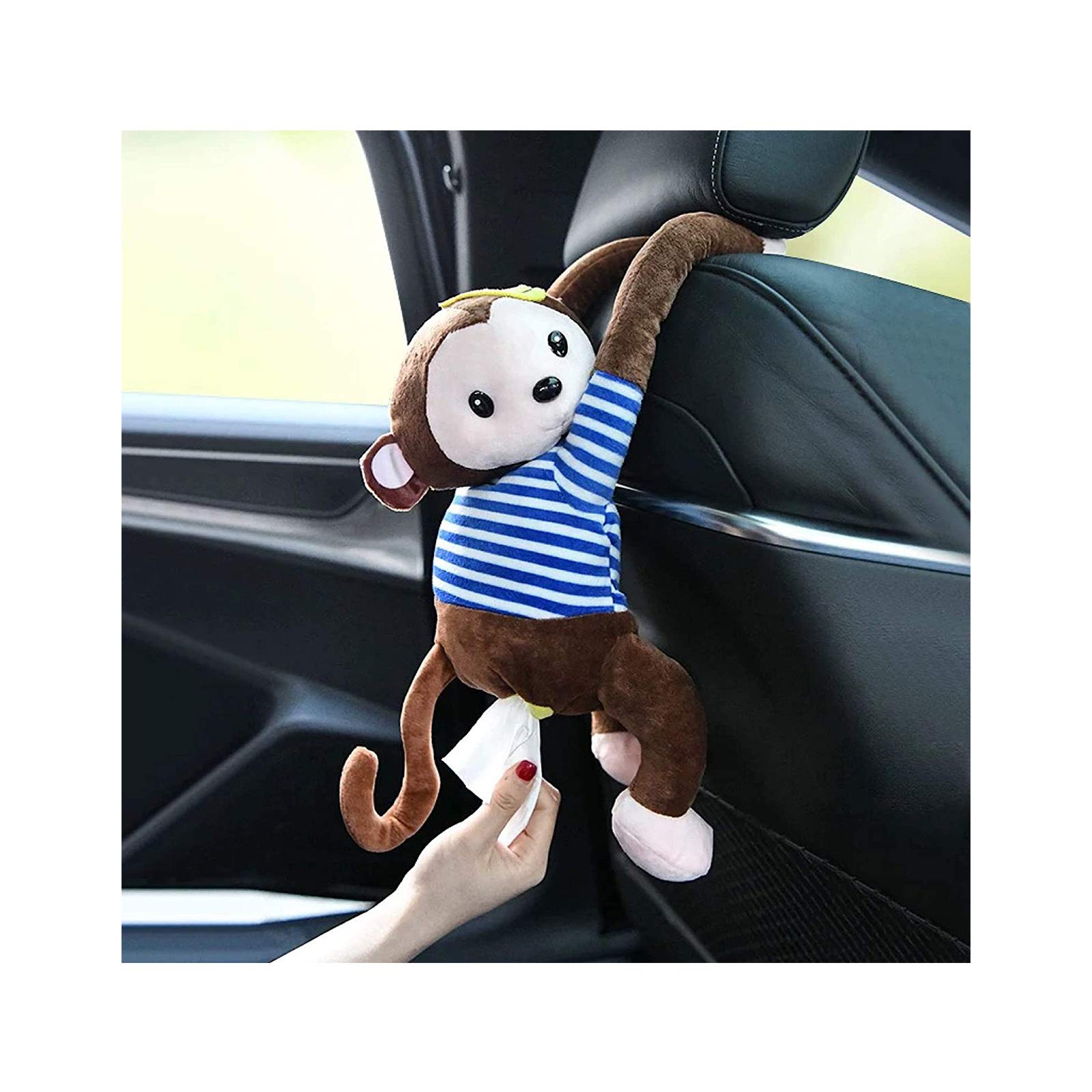 Ymibull Monkey Tissue Box Holder - Cute Cartoon Monkey Tissue Box Cover, Storage Case for Home & Office (Coffee Brown) | Perfect for Living Room, Bedroom, or Desk Decor