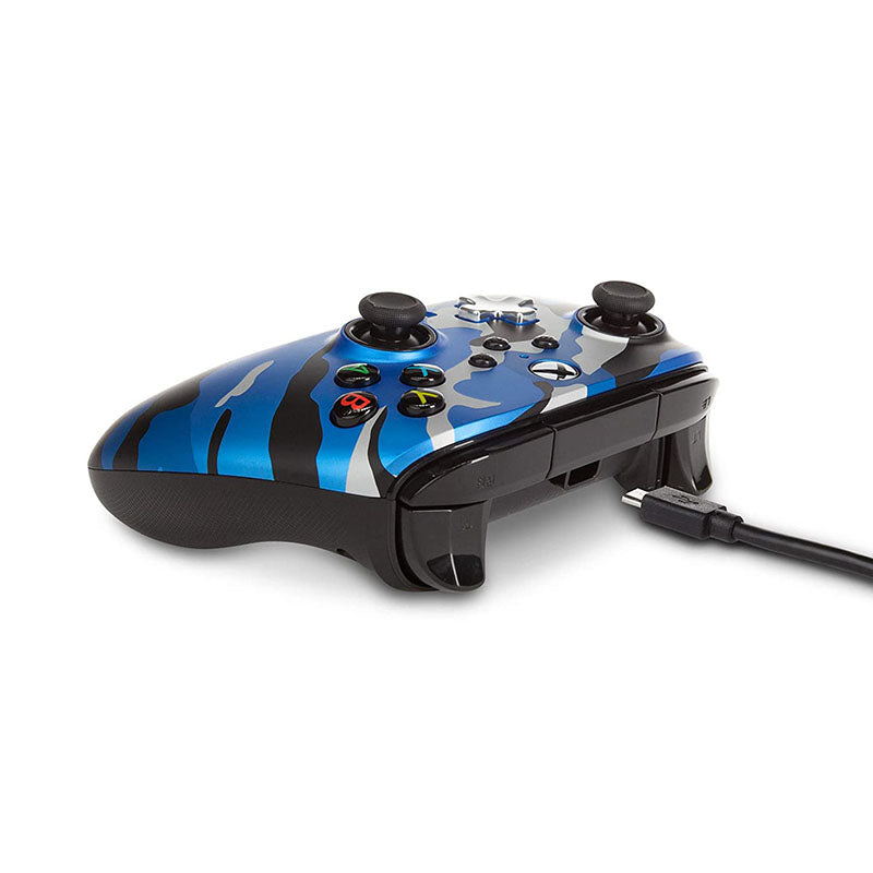 PowerA Wired Controller for Xbox Series X/S - Metallic Blue Camo Design - Perfect for Gaming, Streaming & Competitive Play