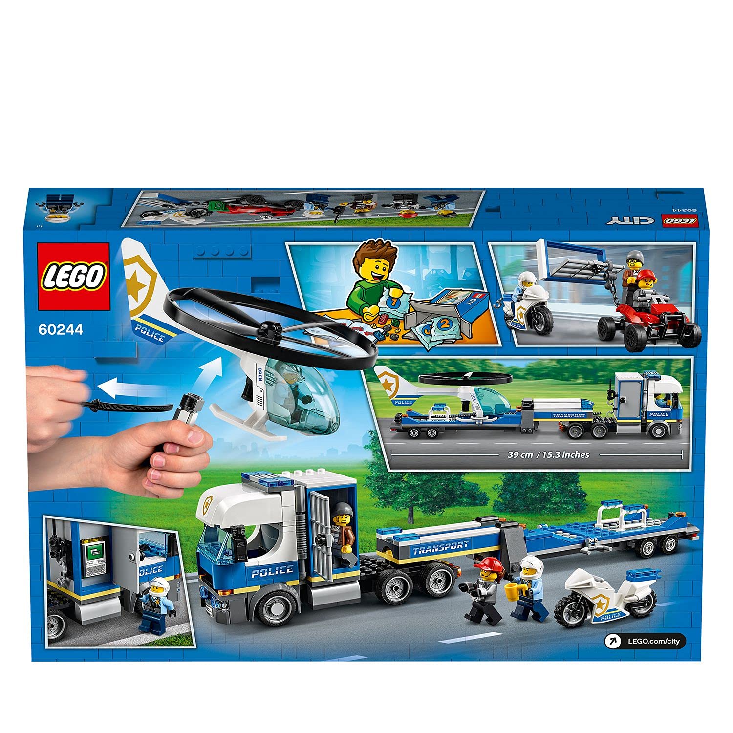 LEGO City Police Helicopter Transport 60244 Building Toy Set for Kids, Police Chase Playset with Minifigures & Accessories – Perfect for Creative Play & Gift Giving