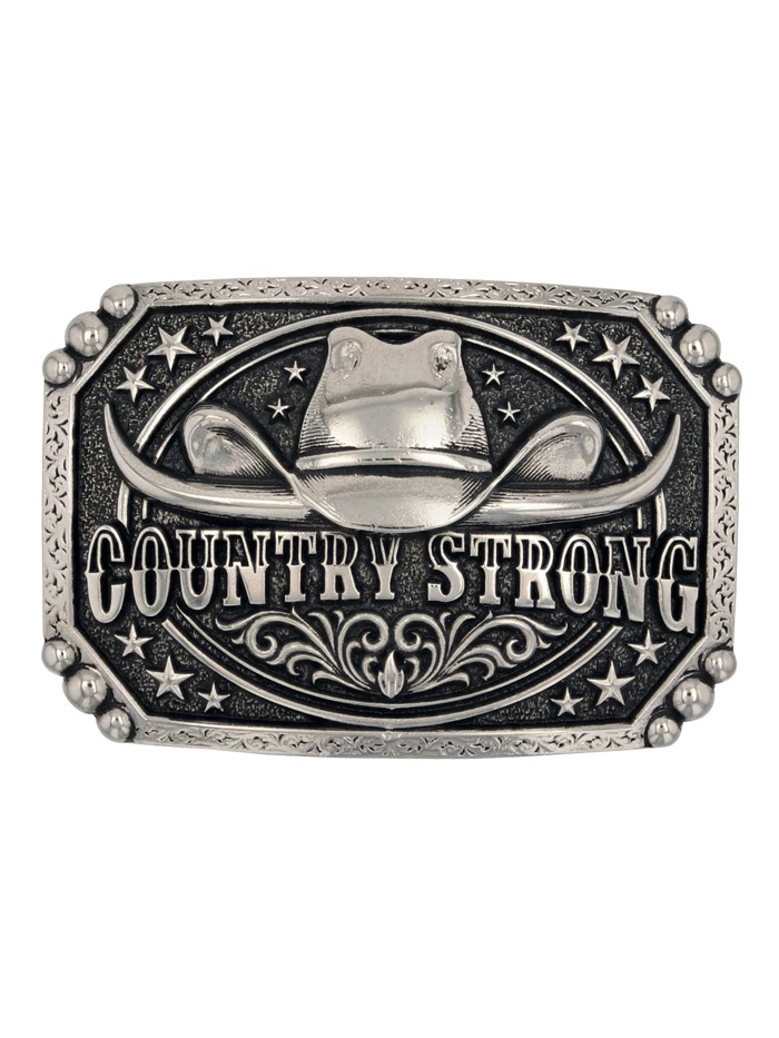 Montana Silversmiths A954 Country Strong Attitude Buckle - Genuine Silver Western Belt Buckle for Men & Women - Perfect for Rodeo, Cowboy Boots, and Western Fashion Outfits