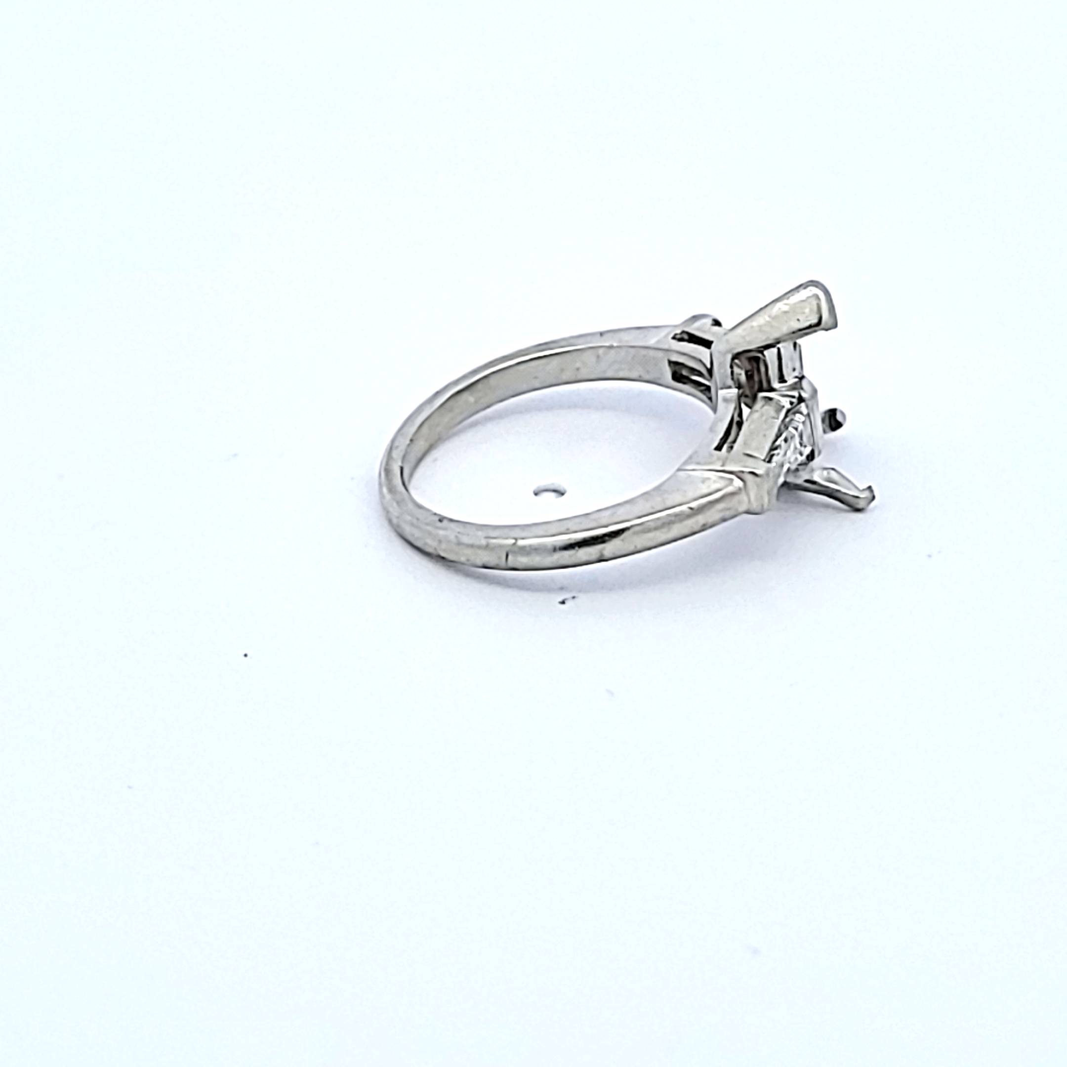 0.44 Carat Baguette H VS1 Diamond Platinum Semi Mount Ring - Elegant Engagement & Wedding Band for Women, Perfect for Proposals, Anniversaries, and Special Occasions