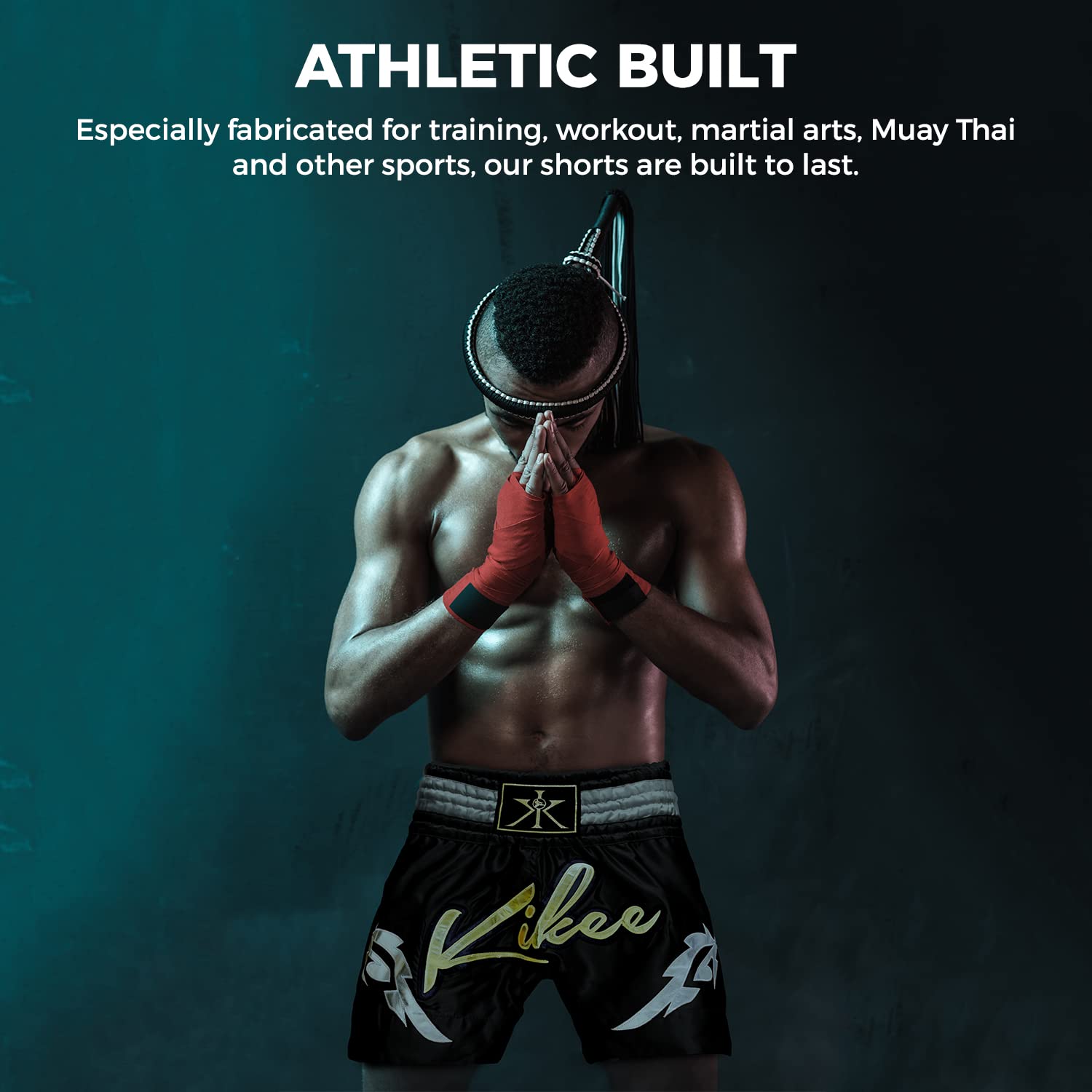KIKEE Muay Thai Shorts for Men & Women - MMA Kickboxing Training Shorts for Gym, Martial Arts & Fitness - Breathable 100% Polyester, Lightweight & Durable - Machine Washable - White, X-Large - Perfect for Muay Thai, Kickboxing, MMA Training & Workouts