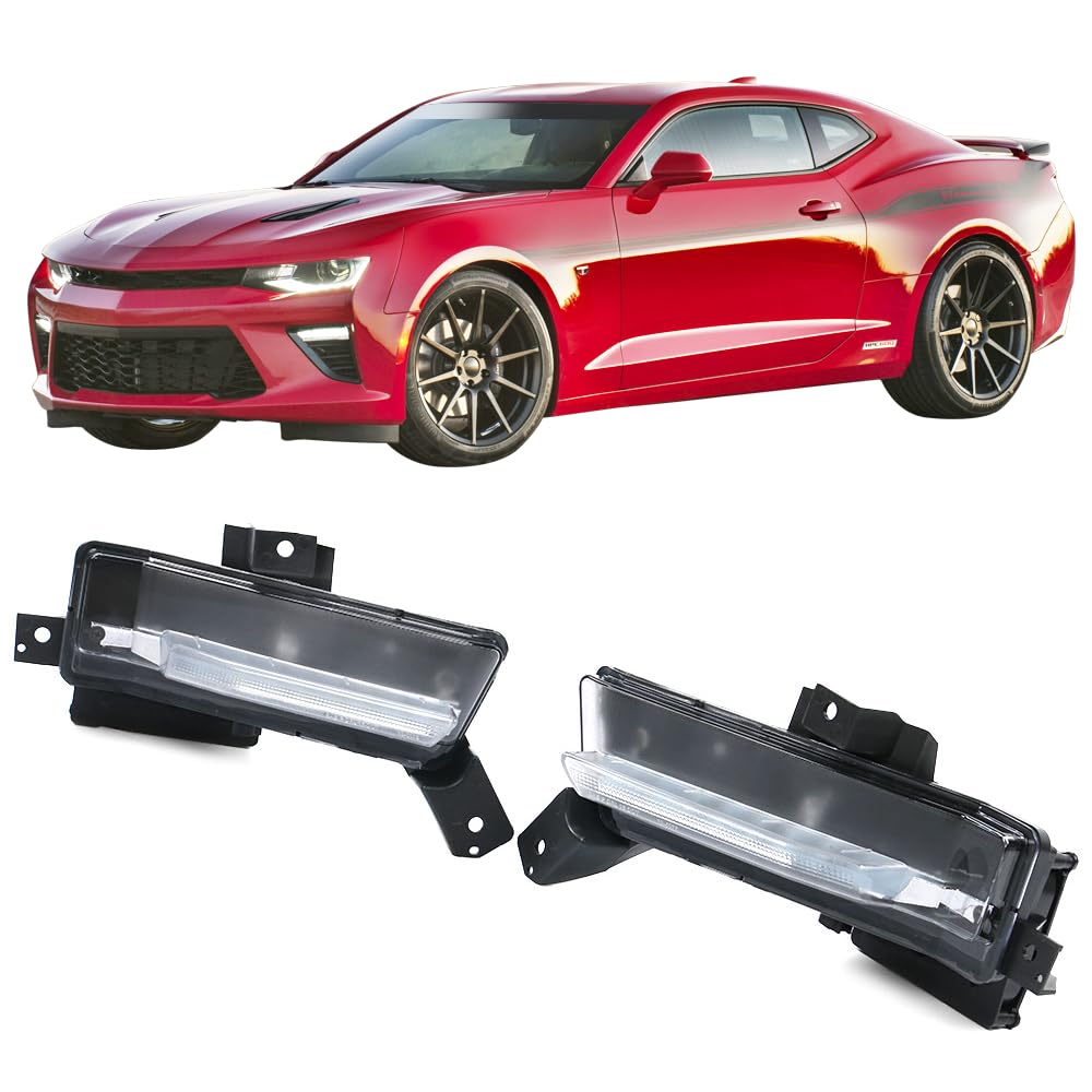 IKON MOTORSPORTS Fog Lights for 2016-2018 Chevy Camaro SS - DRL Daytime Running Lights, Clear ABS PC Lens, No Turn Signal (2-Piece Set) | Perfect for Night Driving & Off-Road Adventures