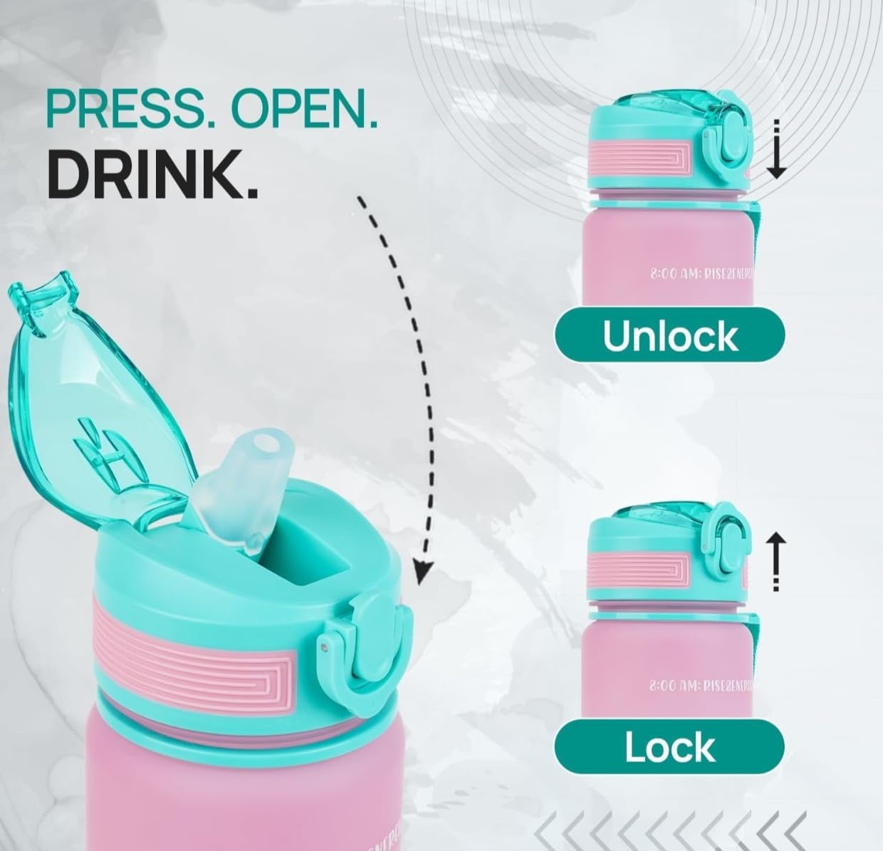 Best Motivational Water Bottle for Fitness & Workouts - BPA Free, Leak Proof, Durable - Stay Hydrated & Inspired at Gym, Office & Outdoor Activities