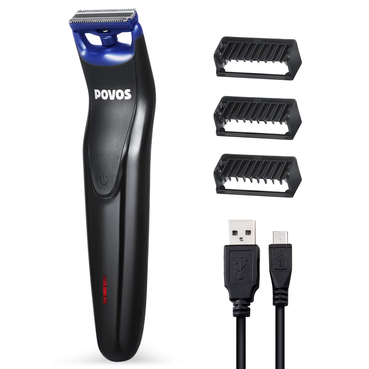 POVOS One-Blade Beard Trimmer for Men - Waterproof Electric Shaver for Face & Body Hair Removal - Precision Stubble Grooming Kit - Perfect for Travel, Gym & Daily Grooming Routine