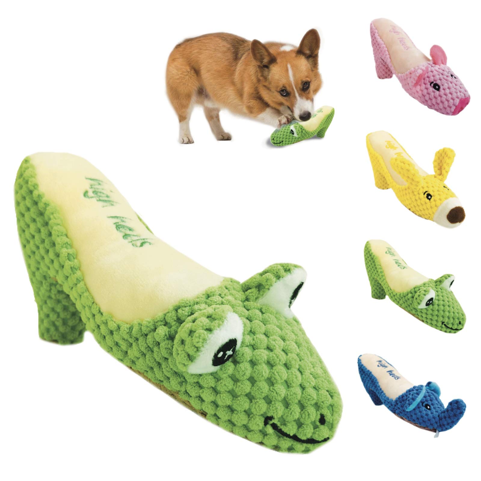 Durable Plush Dog Toys with Squeaker - Interactive Chew Toys for Small, Medium & Large Dogs | Teeth Cleaning & Stress Relief | Perfect for Playtime, Training & Indoor/Outdoor Fun (Green)