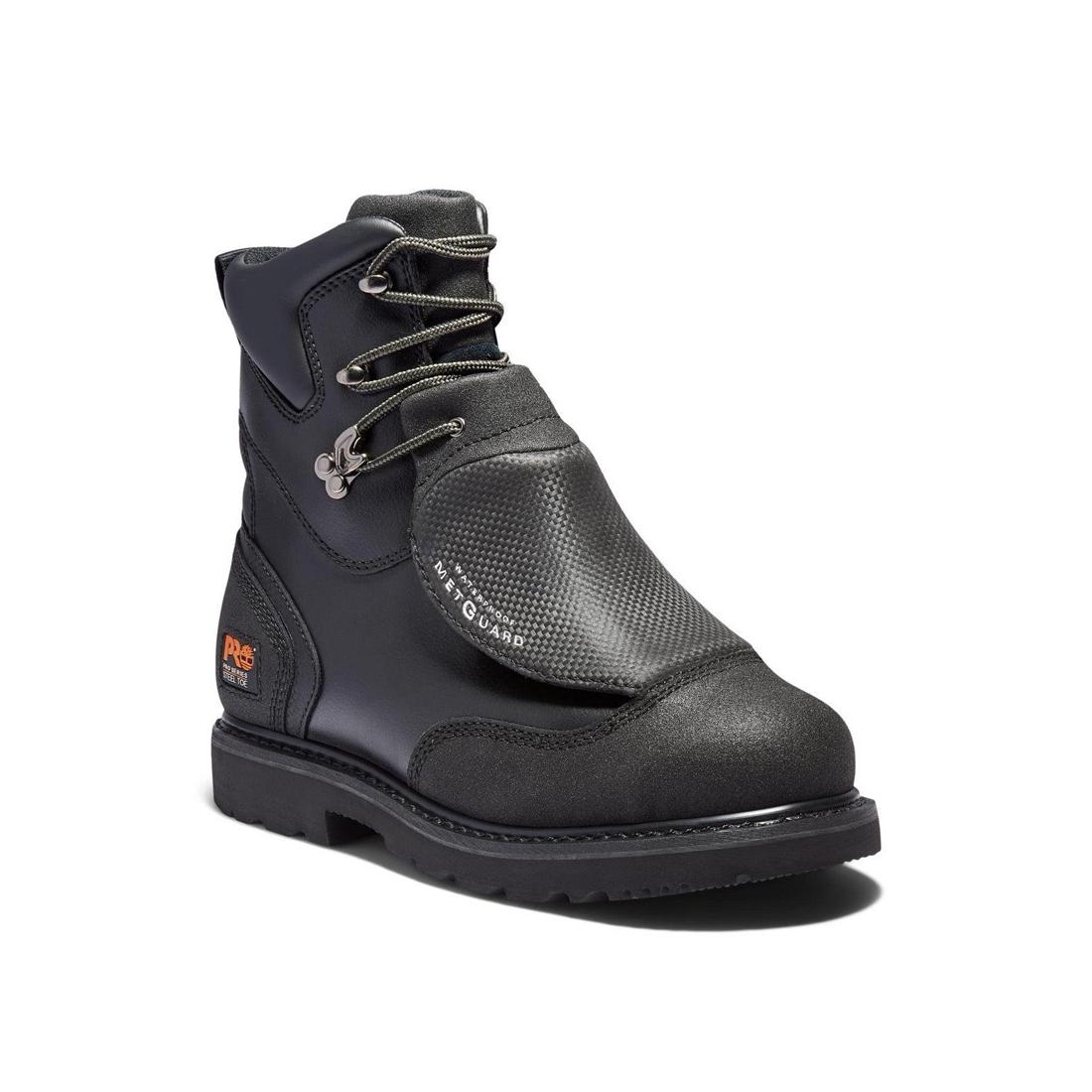 8 Inch Steel Toe Waterproof Work Boots for Men - Met Guard Safety Shoes, Black - Ideal for Construction, Warehouse & Outdoor Work