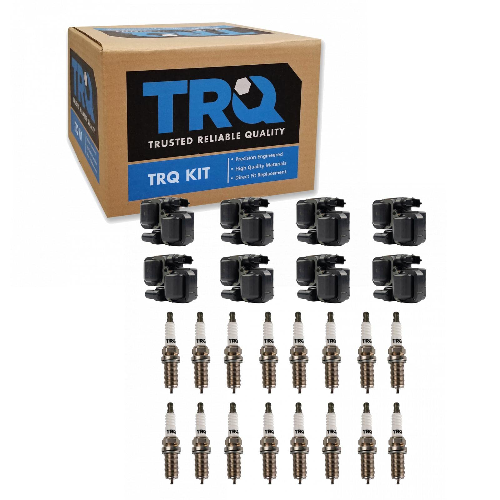 TRQ Ignition Kit with Ignition Coil & Spark Plugs for 98-08 Mercedes-Benz C230 E320 E350 CLK320 CLK350 - Improve Engine Performance & Fuel Efficiency