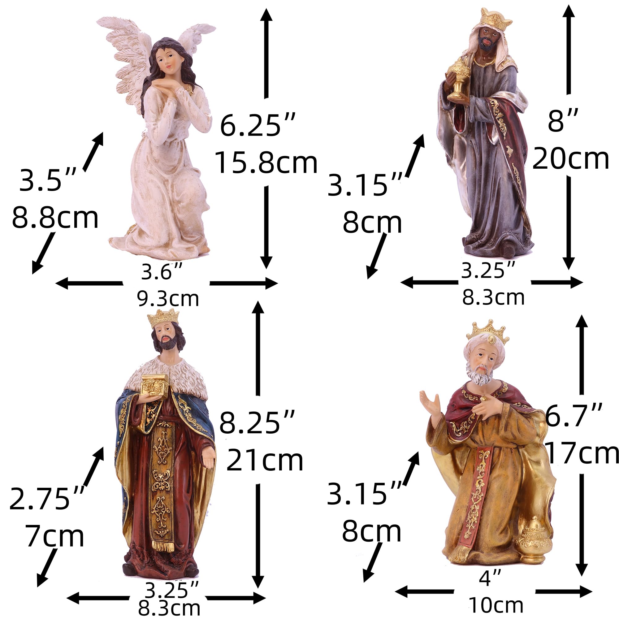 Zayton Nativity Set - 11 Piece 8 Inch Christmas Scene Figurines with Jesus, Manger & Holy Family - Perfect for Indoor Home Decor, Church Display & Holiday Gift Giving