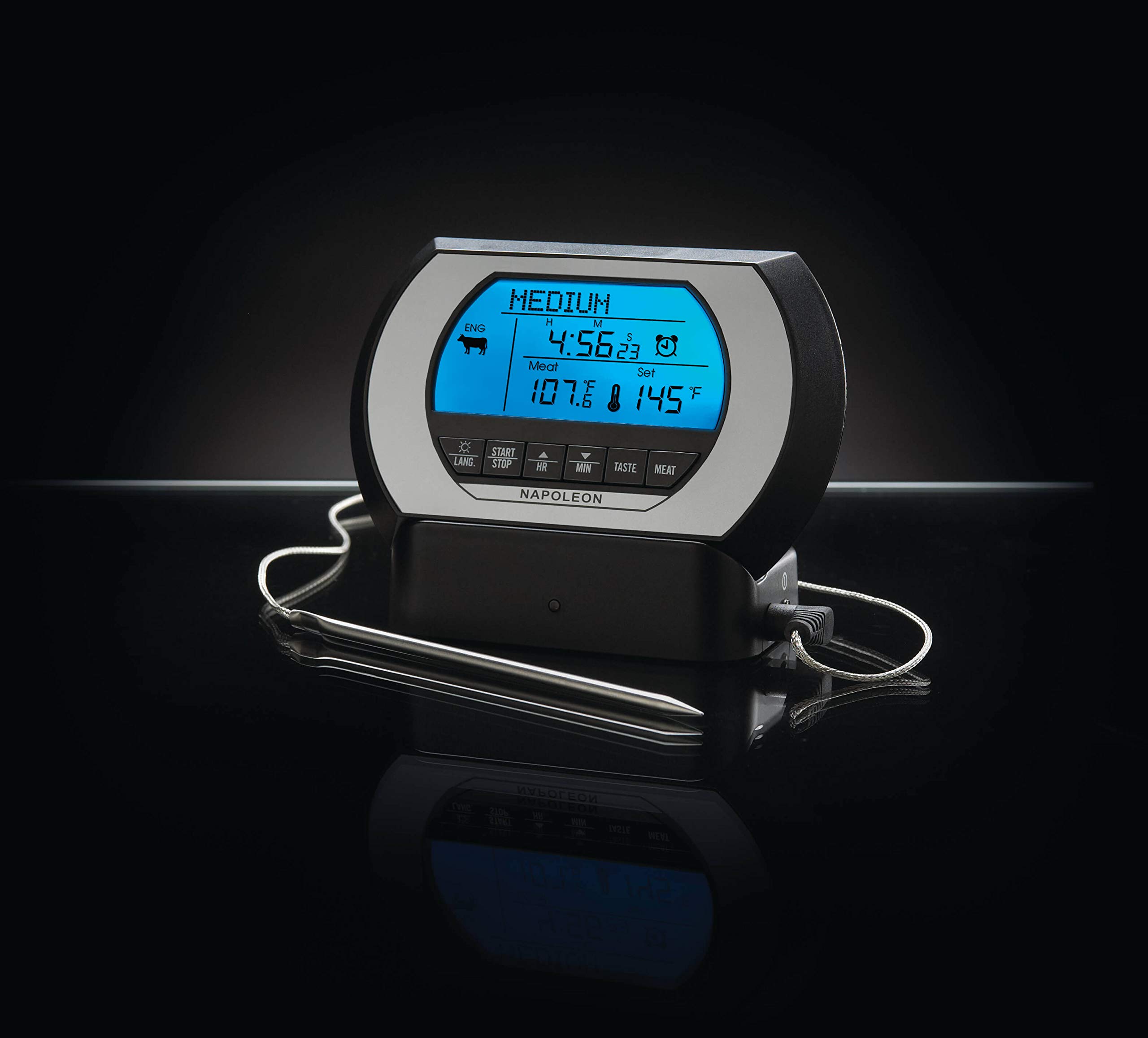Napoleon PRO Wireless Digital Meat Thermometer - 200ft Range, Stainless Steel Probe, Multi-Language Display for BBQ, Grilling, Roasting & Smoking - Perfect for Outdoor Cooking & Kitchen Use