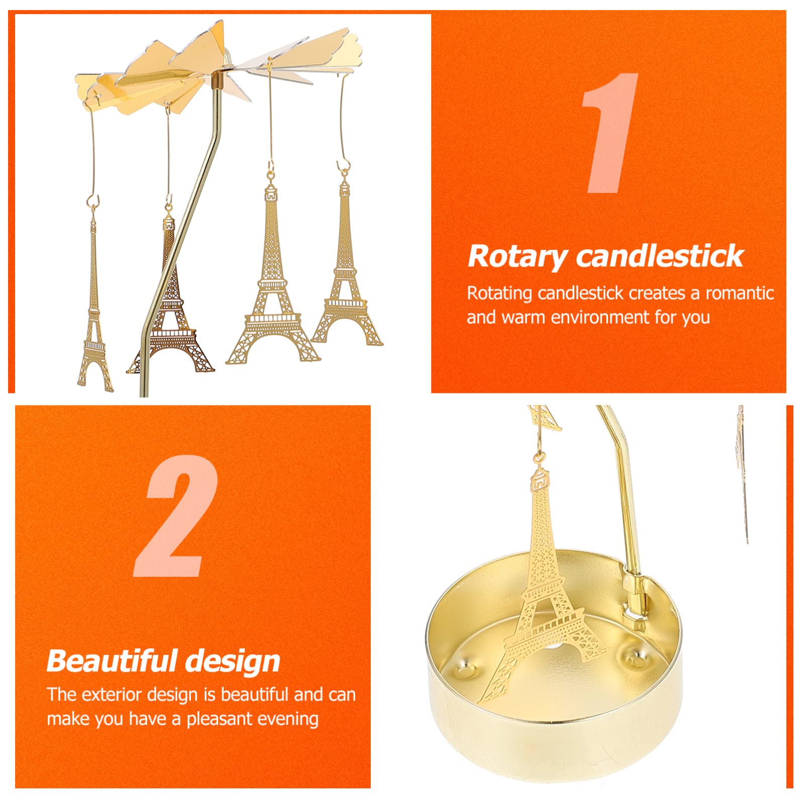 Rotating Metal Eiffel Tower Candle Holder - Spinning Tealight Stand for Christmas & Valentine's Day Decor | Romantic Home Décor, Wedding Centerpiece, Tabletop Display