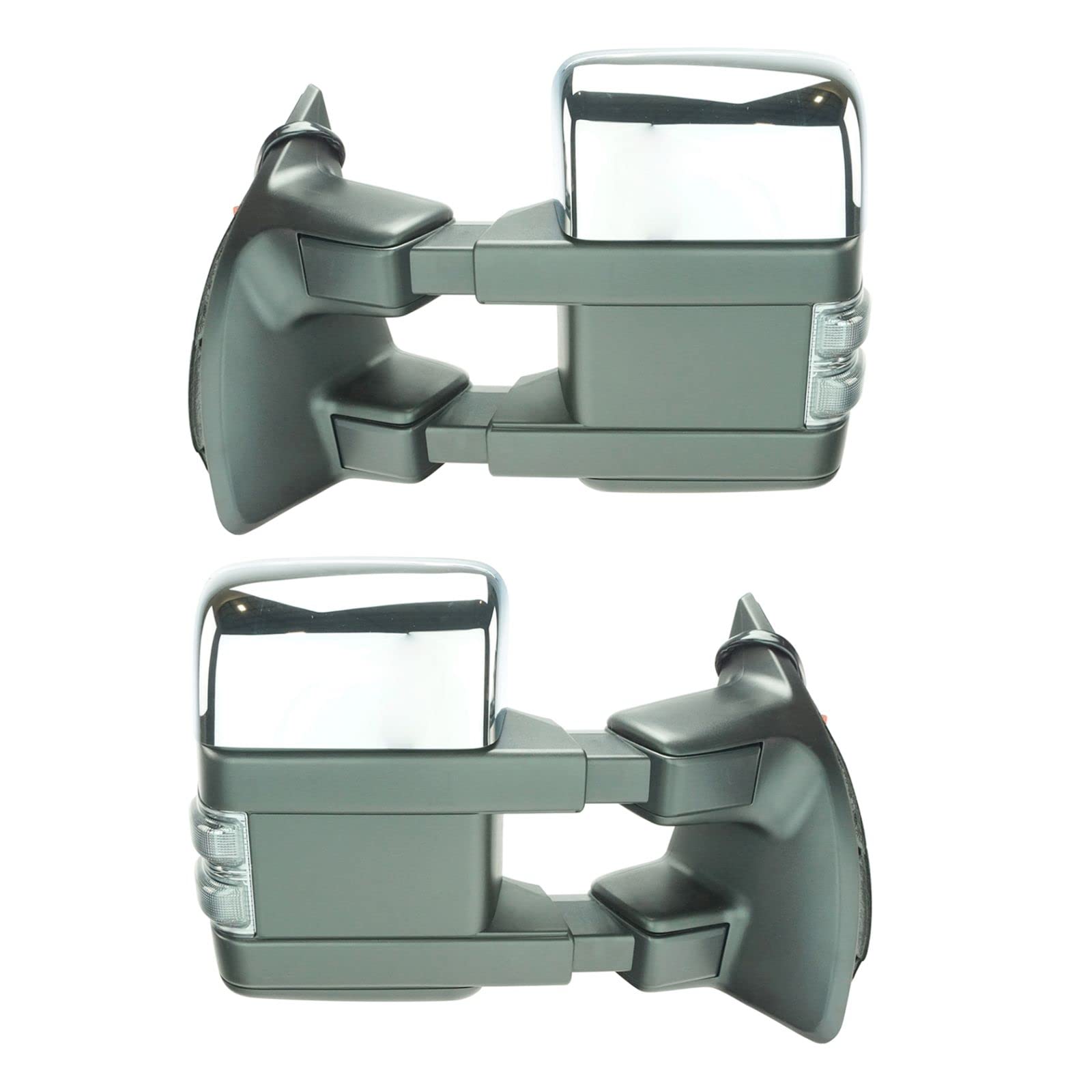 Ford Compatible Power Folding Heated Signal Mirrors - Chrome Clearance Tow Pair | Perfect for Trucks, SUVs & Towing Vehicles