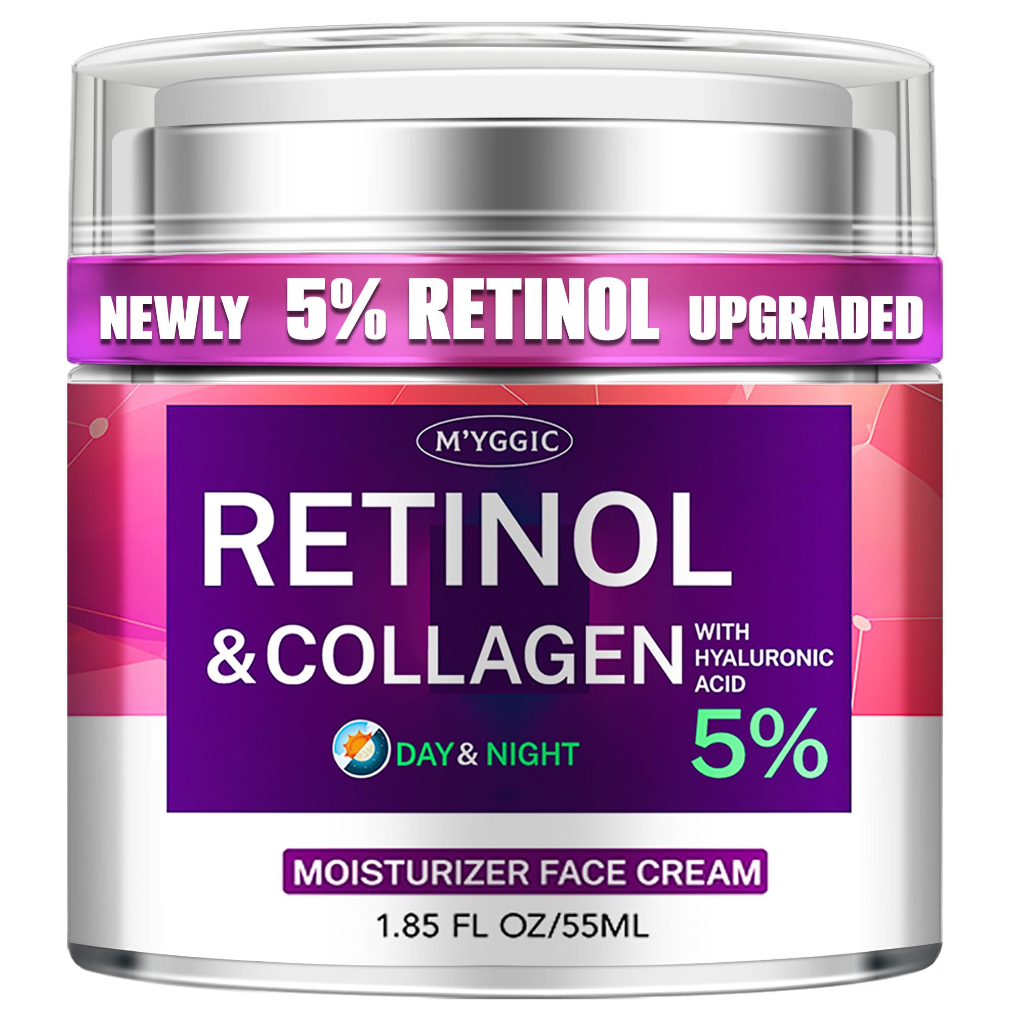 Best Collagen & Retinol Face Cream with Hyaluronic Acid & Arbutin - Anti-Aging Day & Night Moisturizer for Women & Men - Reduces Wrinkles on Face & Neck - 1.85 Fl Oz - Perfect for Daily Skincare Routine & Travel