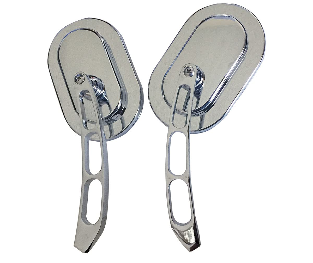 Chrome Magnum Oval Head Teardrop Stem Motorcycle Mirrors - 1 Pair - Compatible with 1979 Harley-Davidson Low Rider FXS - Enhances Visibility and Style for Cruiser Bikes - Perfect for Highway Riding and Urban Commuting