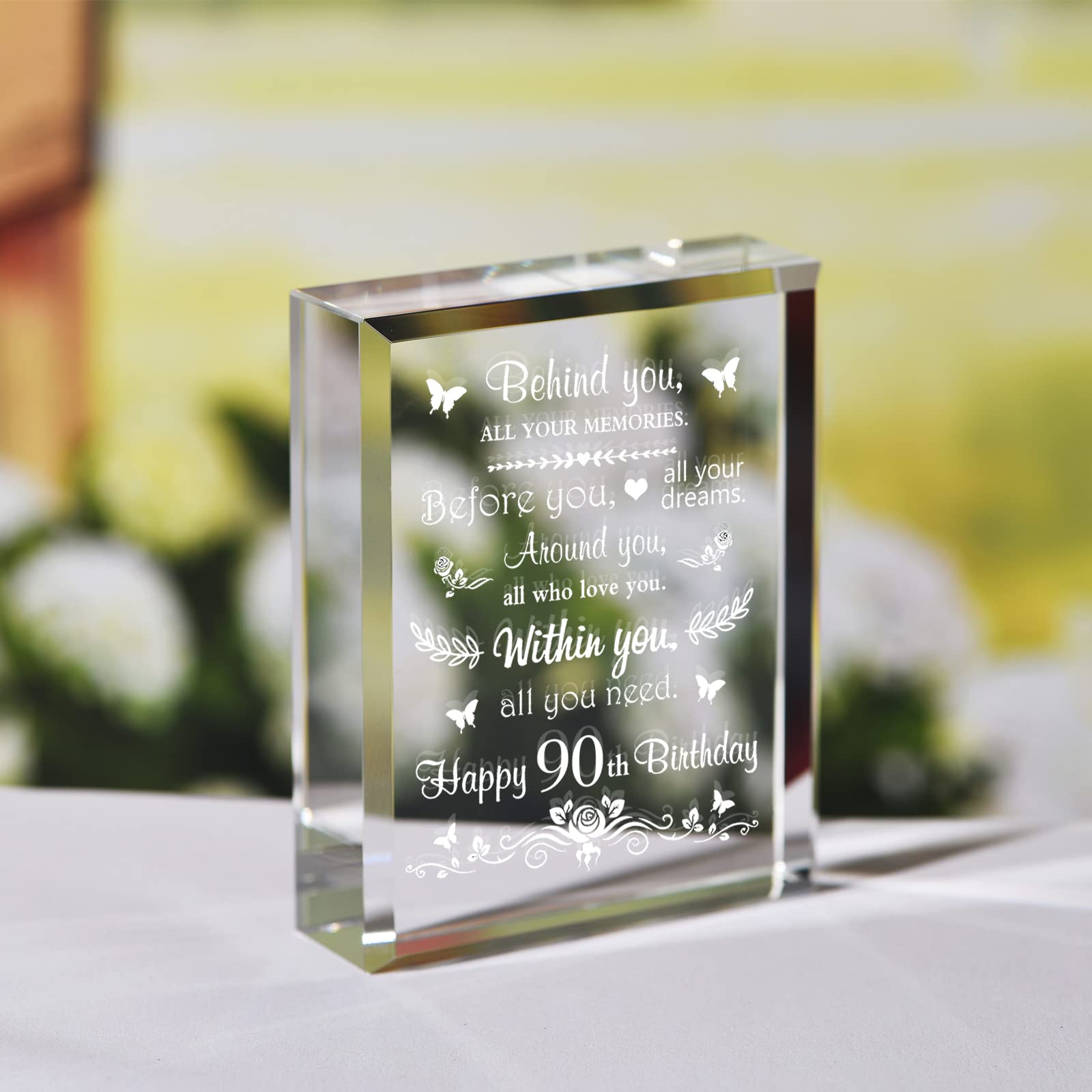 90th Birthday Gifts for Women & Men Born in 1935 - Personalized Laser Crystal Keepsake for Mom, Dad, Grandma, Grandpa & Friends - Perfect for Anniversary, Retirement & Milestone Celebrations