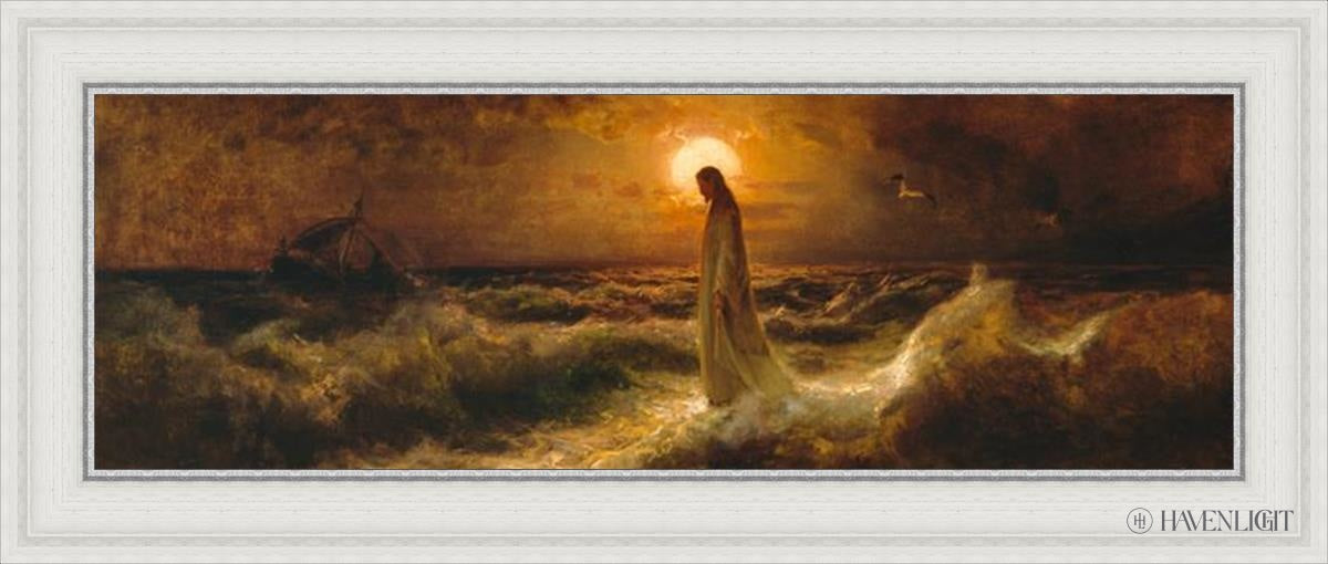 Christ Walking On The Water - Religious Wall Art Decor for Home, Church & Office - Inspirational Christian Painting for Faith-Based Interiors