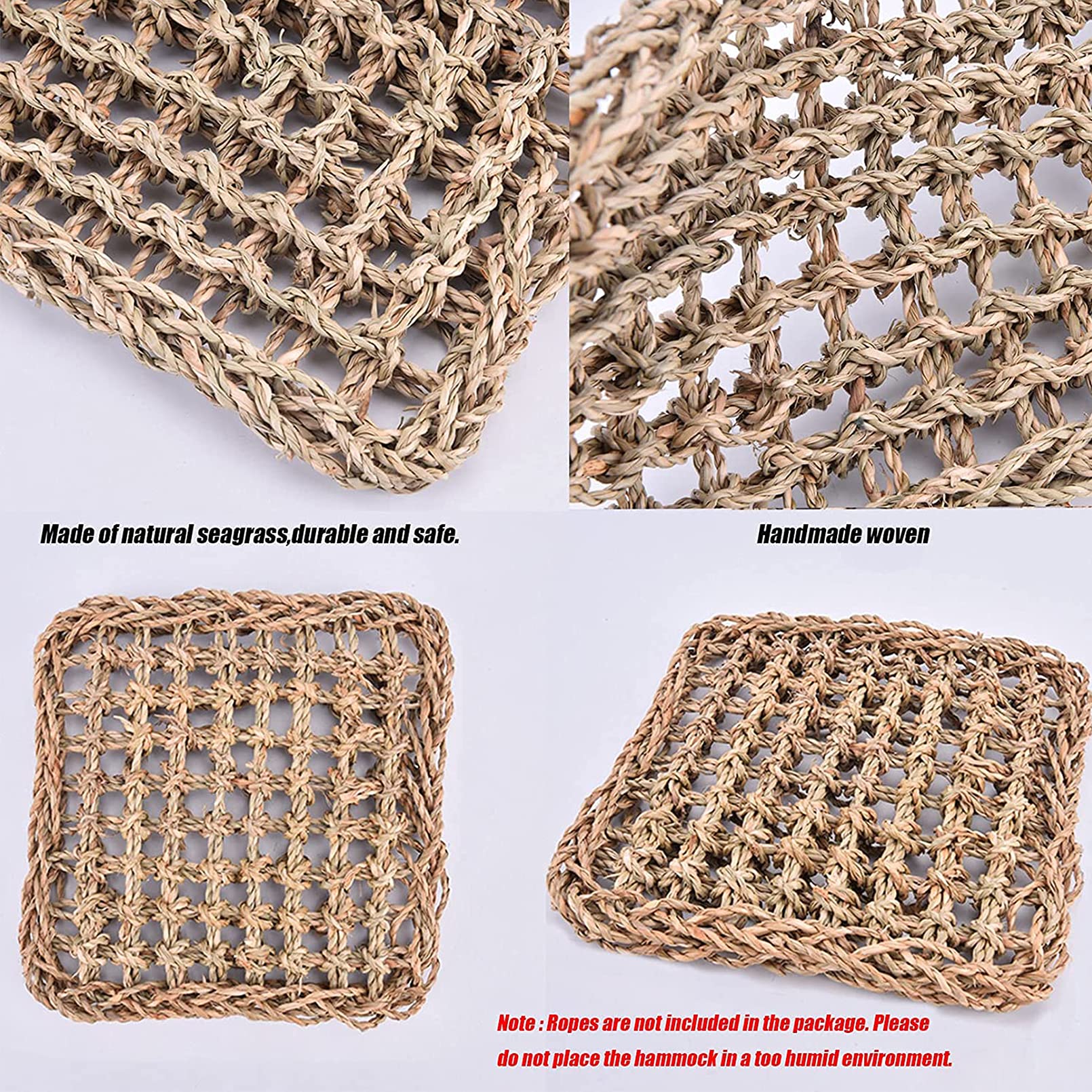 Premium Parrot Foraging Wall Toy - Natural Seagrass Climbing Mat & Hammock with Chew Balls (29.5