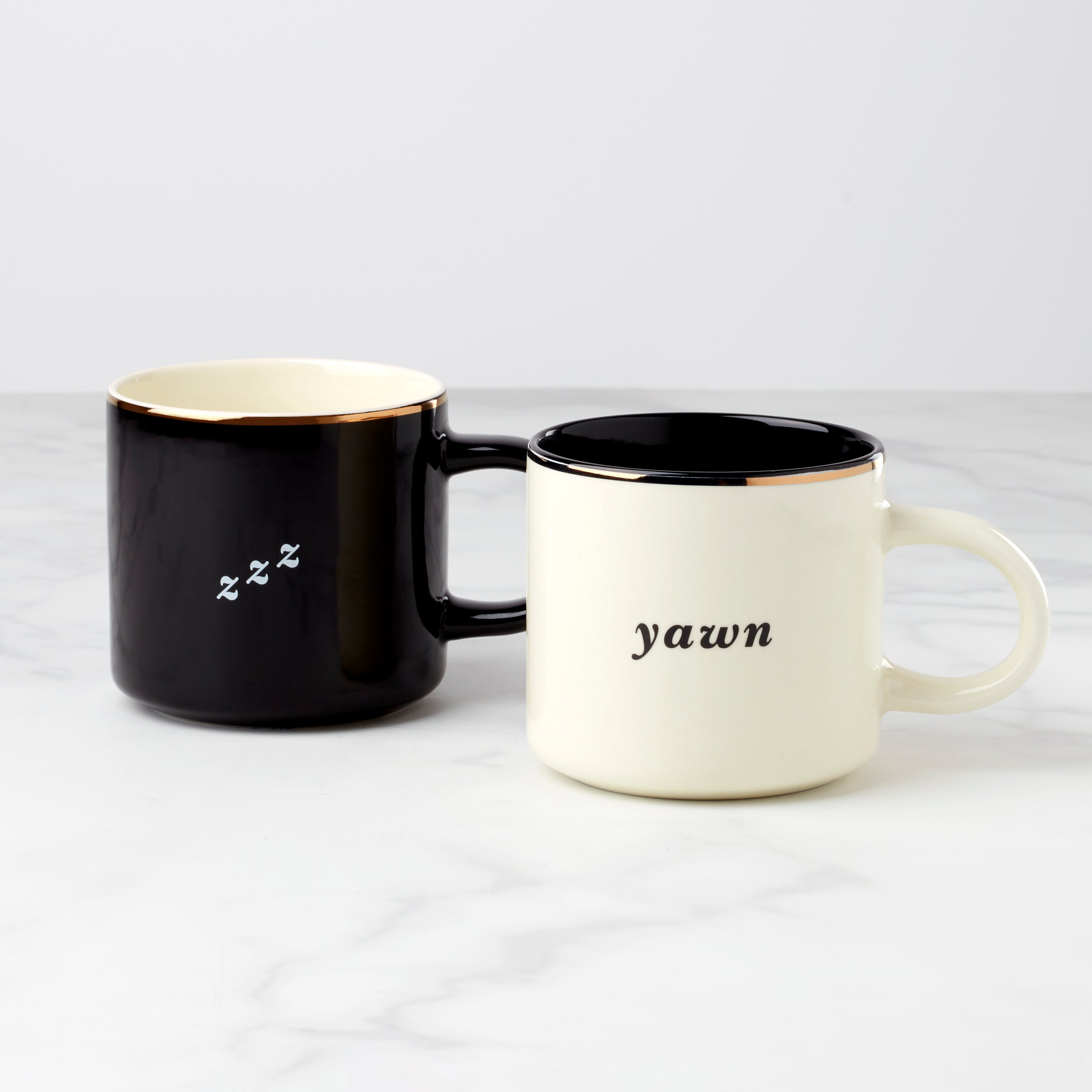 Two of a Kind Yawn & Zzz Mugs Set of 2 - Funny Coffee Cups for Couples, Best Friends & Office Gifts - Perfect for Morning Coffee, Tea or Hot Chocolate