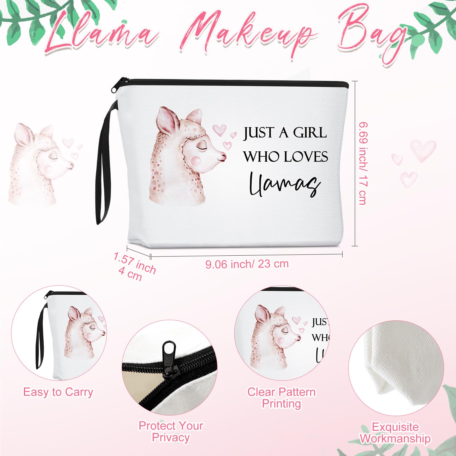 2 Pack Cute Llama Gift Set for Women - Canvas Tote Bag & Makeup Pouch - Perfect Mothers Day, Birthday Gifts for Sister, Friends & Animal Lovers - Great for Travel, Shopping & Everyday Use