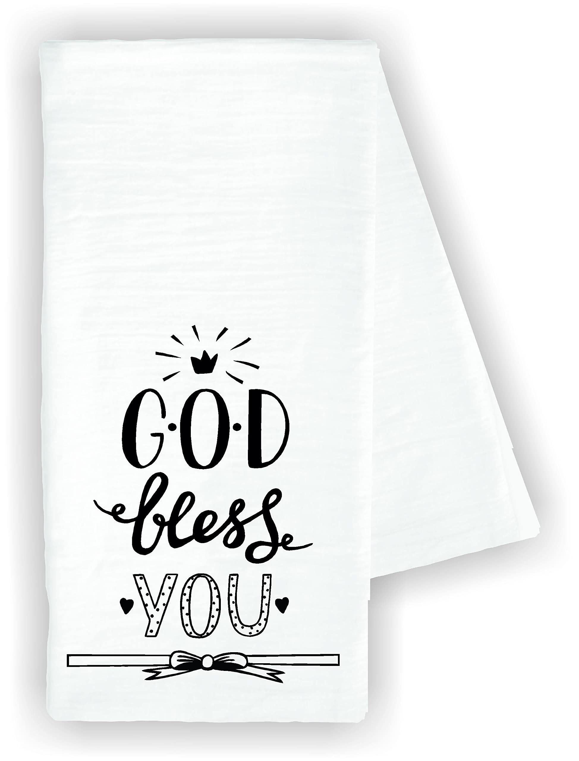 Funny 'God Bless You' Kitchen Dish Towel - 100% Cotton Cute Drying Cloth for Kitchen Decor - Perfect for Washing Dishes, Drying Hands & Adding Humor to Your Home