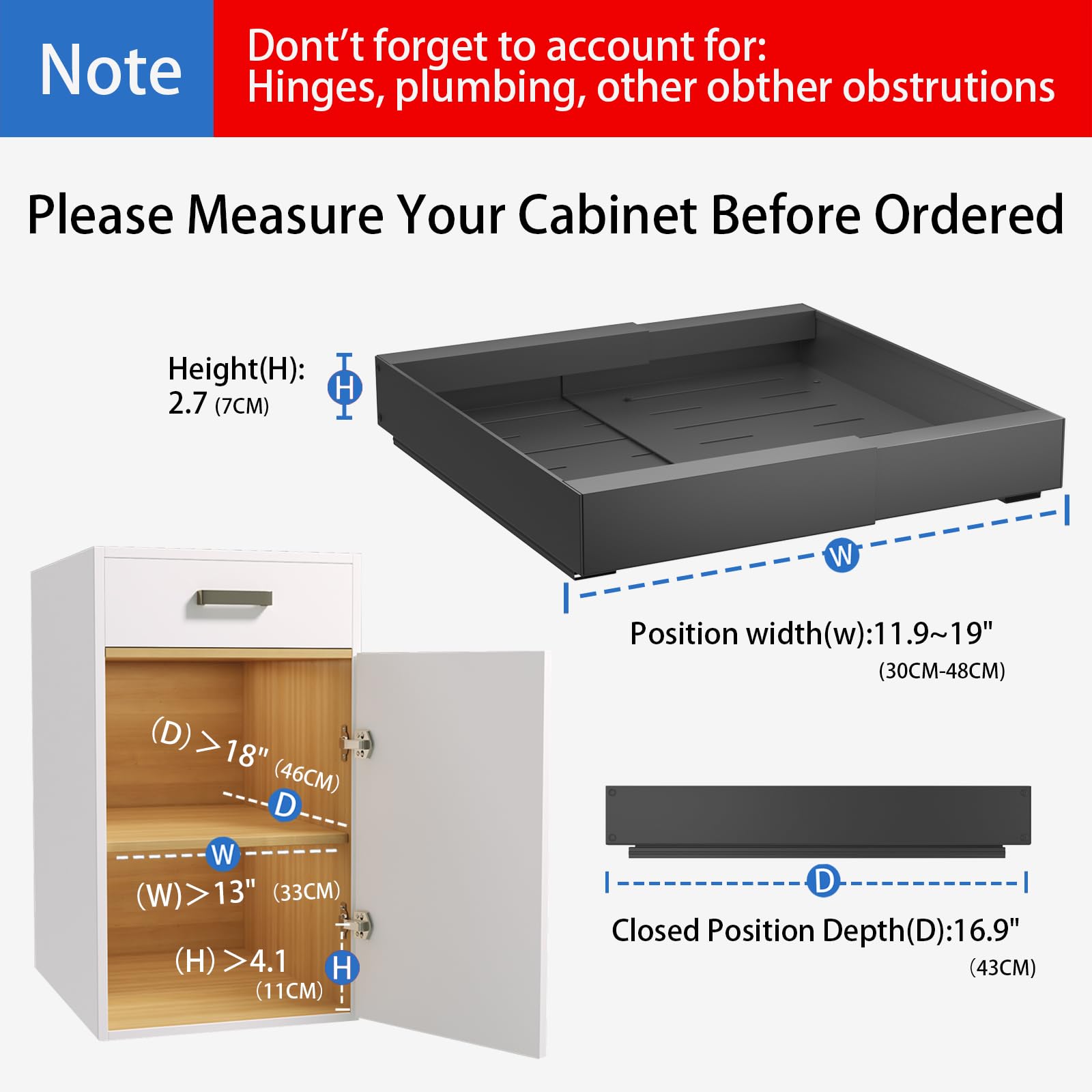 Expandable Pull Out Cabinet Drawers Organizer - Slide Out Kitchen Cabinet Organizer Shelves with Adhesive Nano Film (1 Pack) - Perfect for Pantry, Bathroom & Closet Storage Organization
