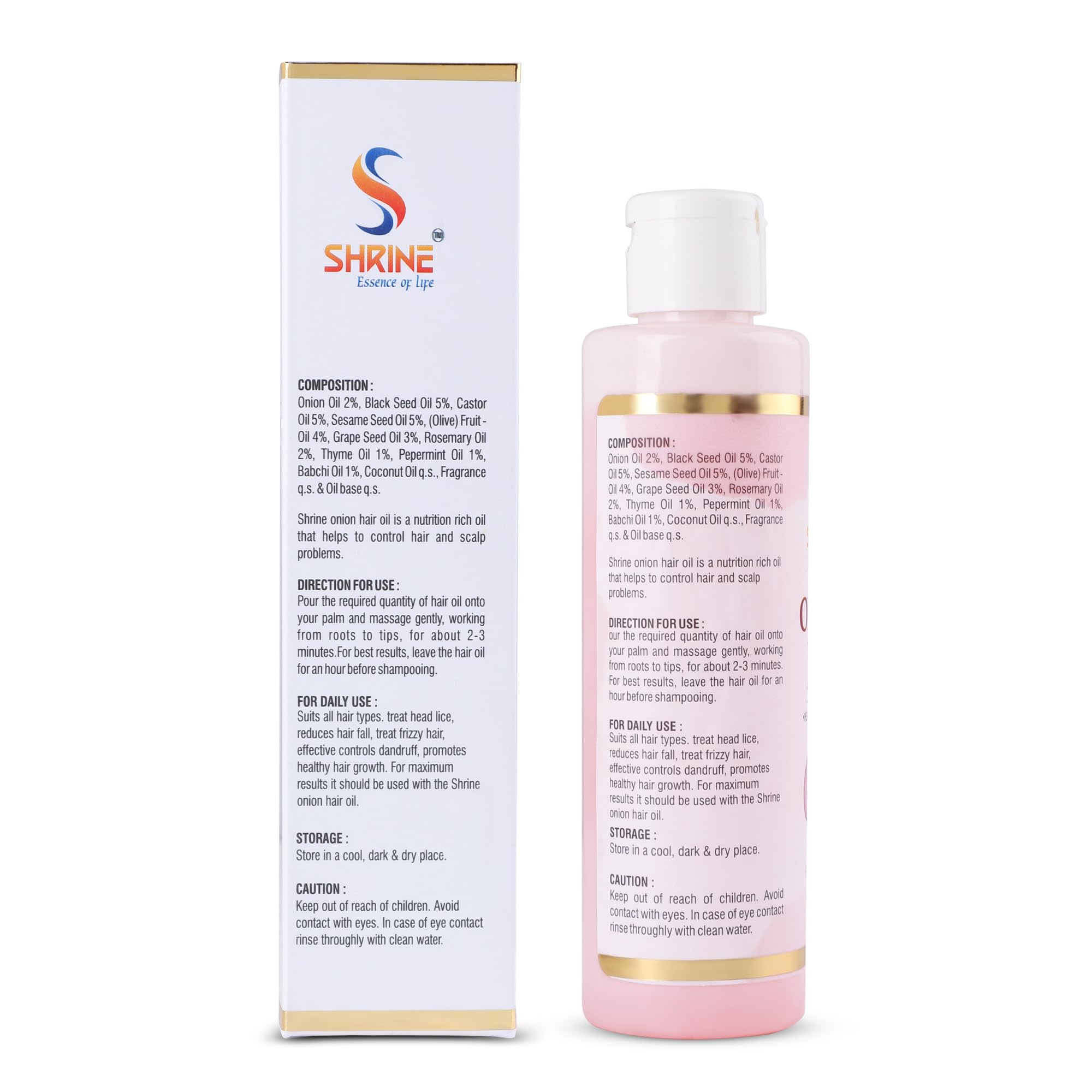Shrine Onion Hair Oil 200ml - Natural Hair Growth Treatment for Men & Women | Reduces Hair Fall & Promotes Healthy Hair | Perfect for Daily Scalp Massage & Damaged Hair Repair