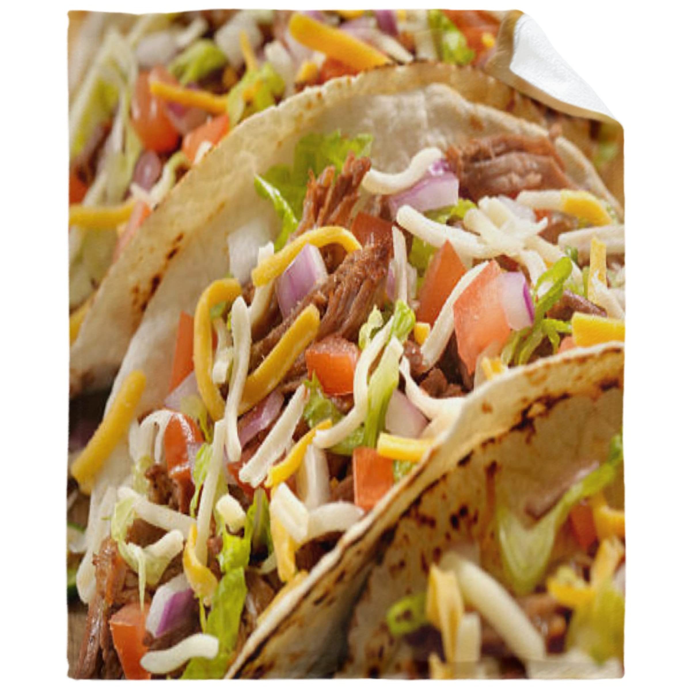 Soft Cozy Warm Fleece Taco Blanket - Oversized 120x90 Inch Throw Blanket for Adults & Kids - Perfect Gift for Taco Lovers - Great for Sofa, Bed, Couch - Ideal for Movie Nights, Camping & Winter Snuggling