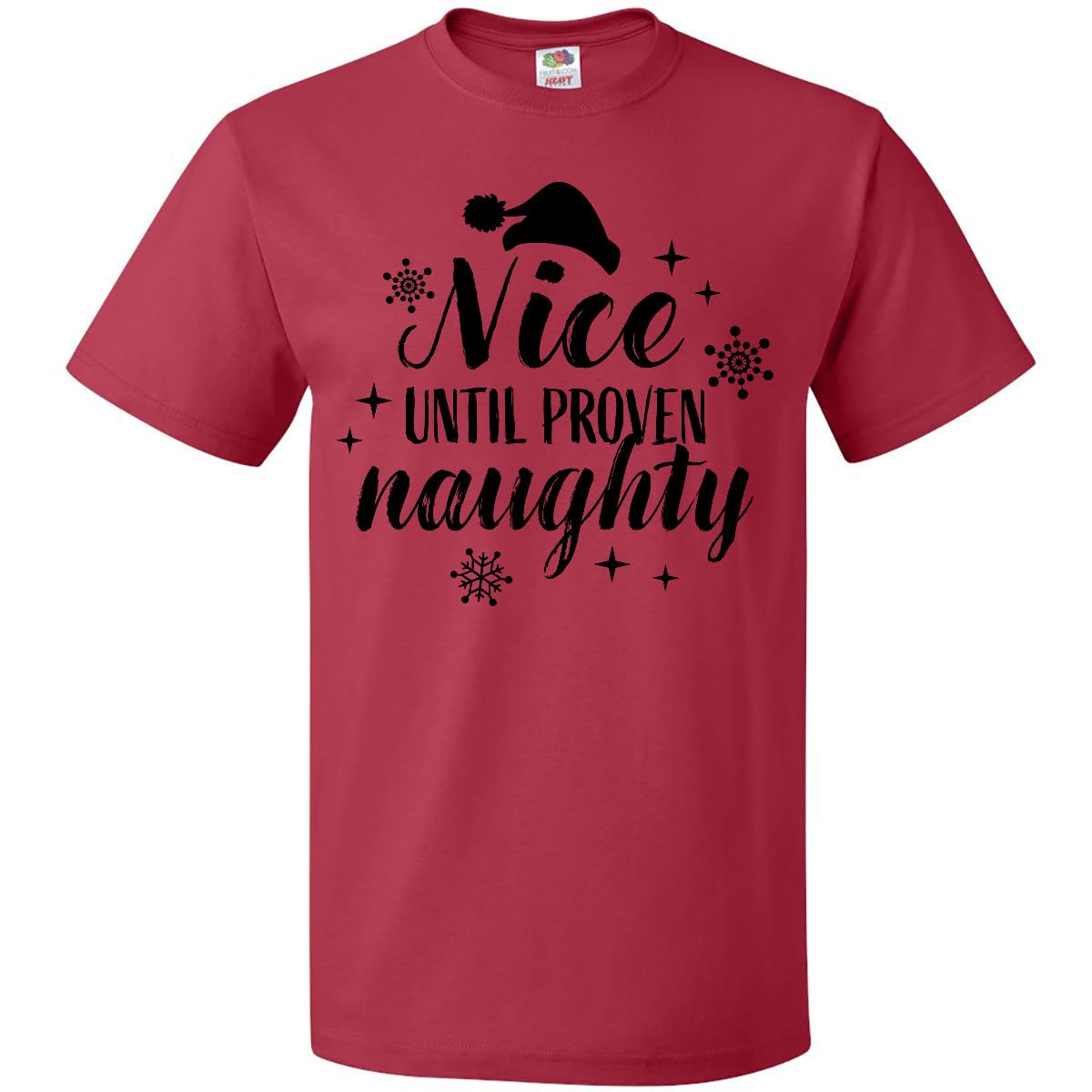 Inktastic Christmas Nice Until Proven Naughty Funny Holiday T-Shirt for Men & Women - Perfect for Ugly Sweater Parties, Family Gatherings & Festive Celebrations