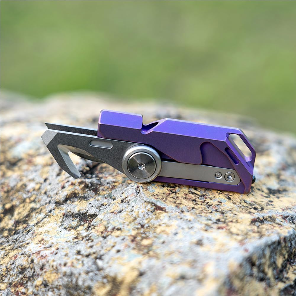 OKNIFE Titanium Purple Emergency Survival Whistle with Knife - Perfect for Hiking, Camping, and Outdoor Adventures