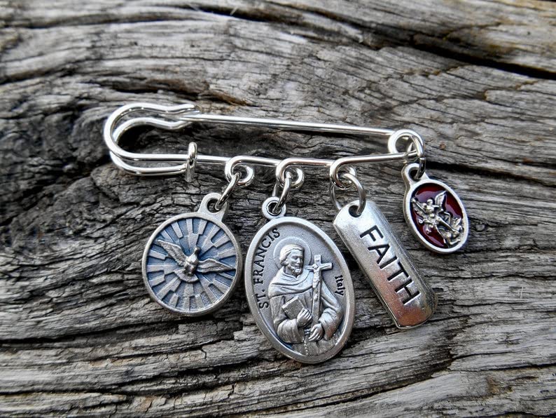 Catholic Confirmation Gift - Personalized Patron Saint Backpack Pin & Laptop Brooch - Best Keepsake for Confirmation Sponsor - Religious Jewelry for Teens - Perfect for Church Events, School & Daily Wear