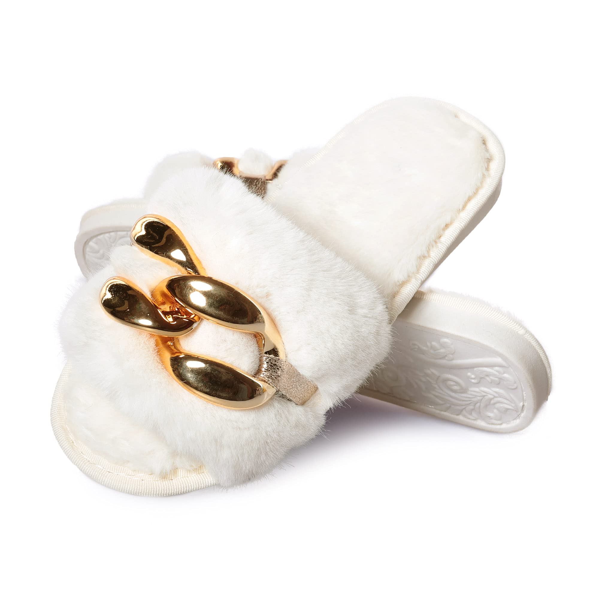 Fur Story Women's Open Toe Fuzzy Slippers - Memory Foam Fluffy House Shoes for Women | Cozy Indoor & Lounge Wear for Home Comfort