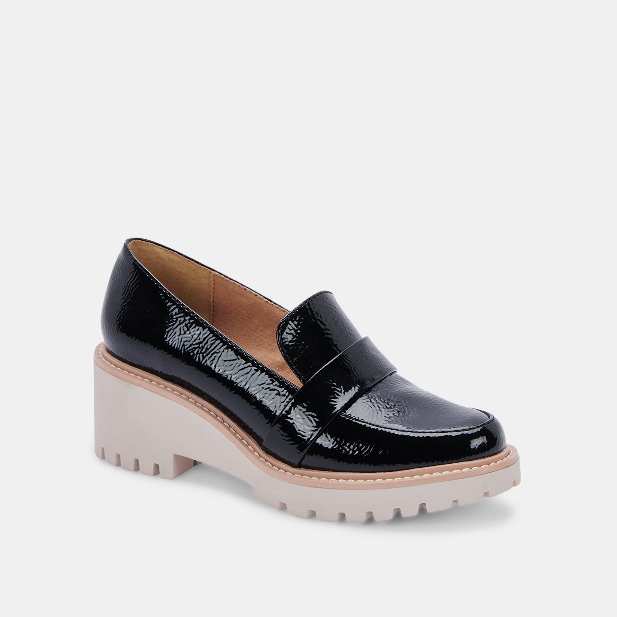 Stylish HENRI Patent Leather Loafers for Women - Black STELLA Collection by re:vita | Perfect for Office, Casual Wear & Special Occasions