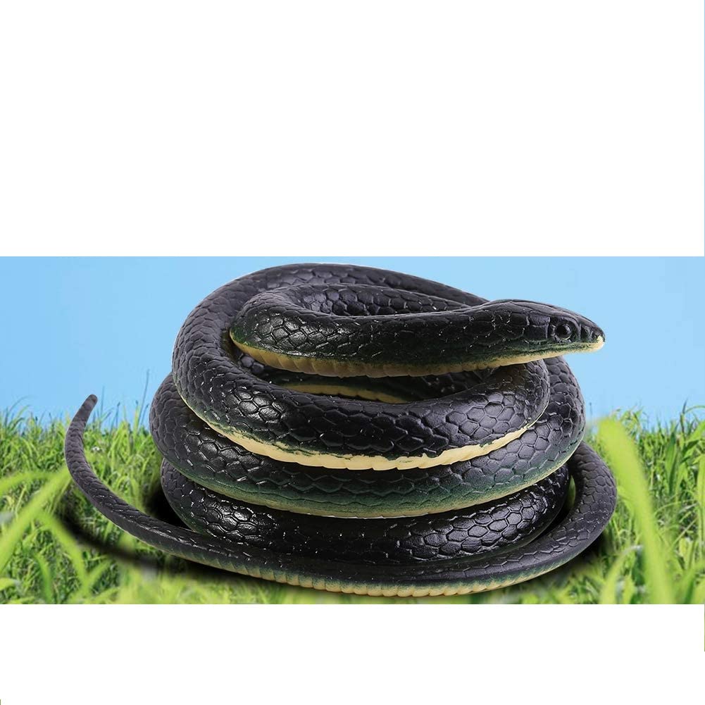 Realistic Fake Snake Toy - 130cm Black Rubber Snake for Halloween Pranks, Scare Birds & Squirrels Away | Ultra Lifelike Plastic Snake Prank Prop for Outdoor Garden, Home Decor & Party Gags