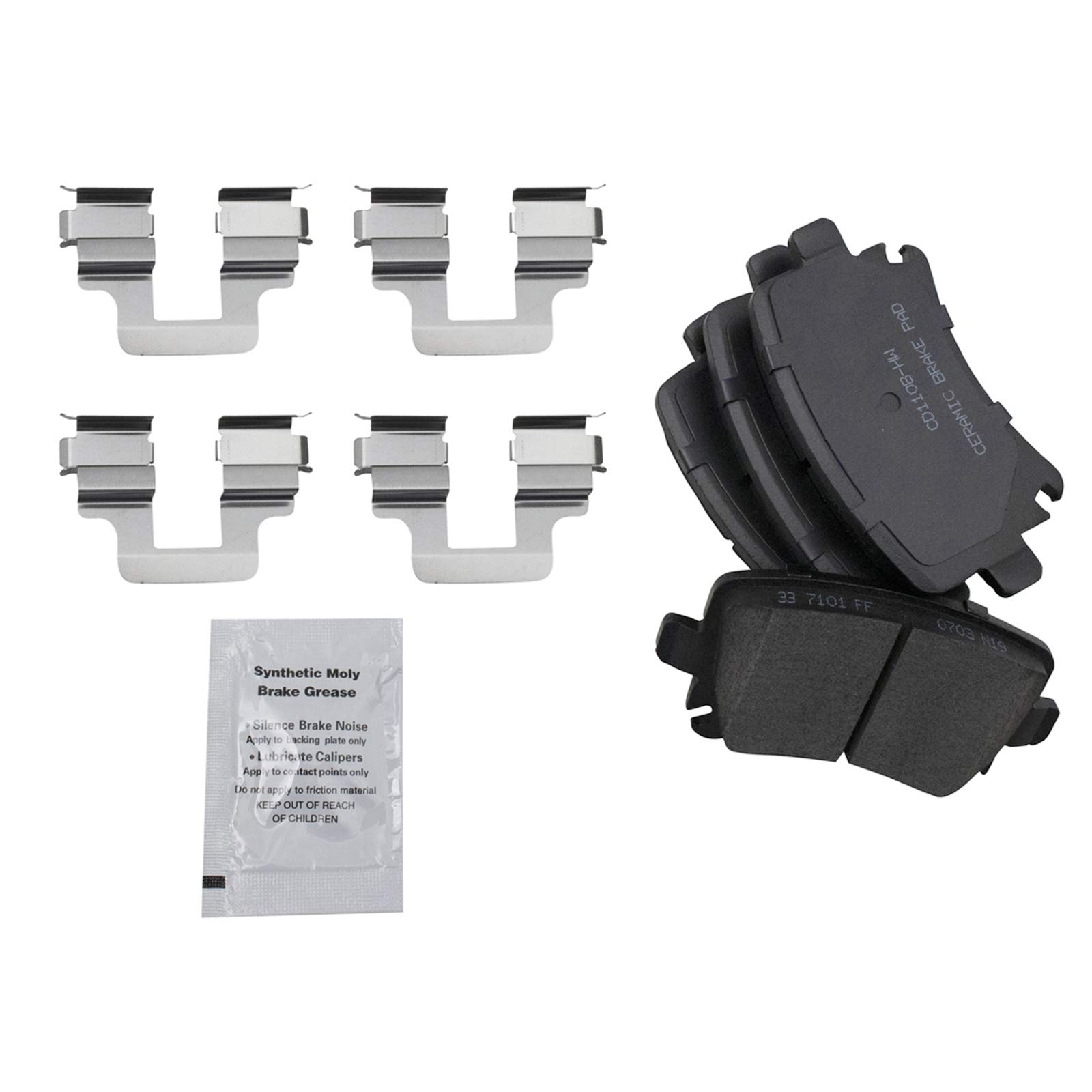 TRQ Rear Ceramic Brake Pad & Coated Rotor Kit with Brake Fluid - Compatible with Volkswagen A3, Passat, Jetta - Perfect for Smooth Braking & Long-Lasting Performance on City Roads & Highways