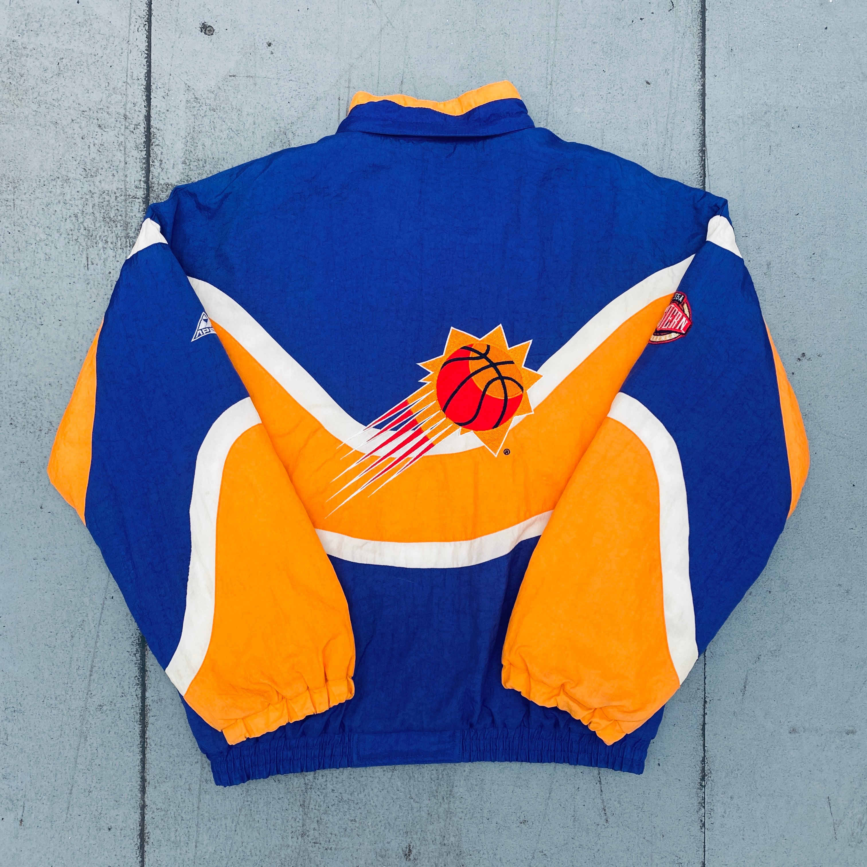 Phoenix Suns 1990s Vintage Apex One Ice Cream Man Wave Full Zip Jacket - Size S/M - Retro NBA Basketball Fan Gear for Men & Women - Perfect for Games, Parties & Streetwear Fashion