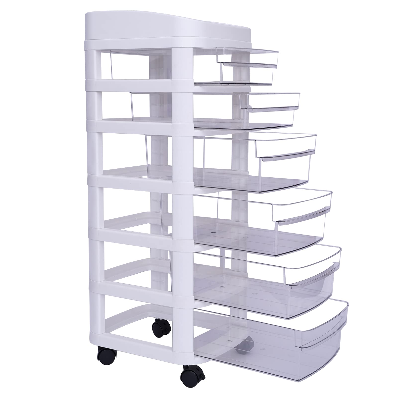 6-Drawer Plastic Storage Cart for Cosmetics & Crafts - Clear Organizer