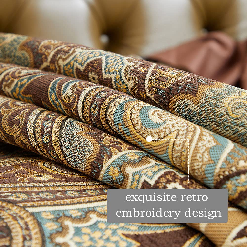 Luxury Retro Fabric Placemats Set of 6 - Machine Washable, Non-Slip & Heat Resistant - Elegant Dining Table Mats for Indoor Use (Coffee Brown) - Perfect for Dinner Parties, Holiday Gatherings & Everyday Meals