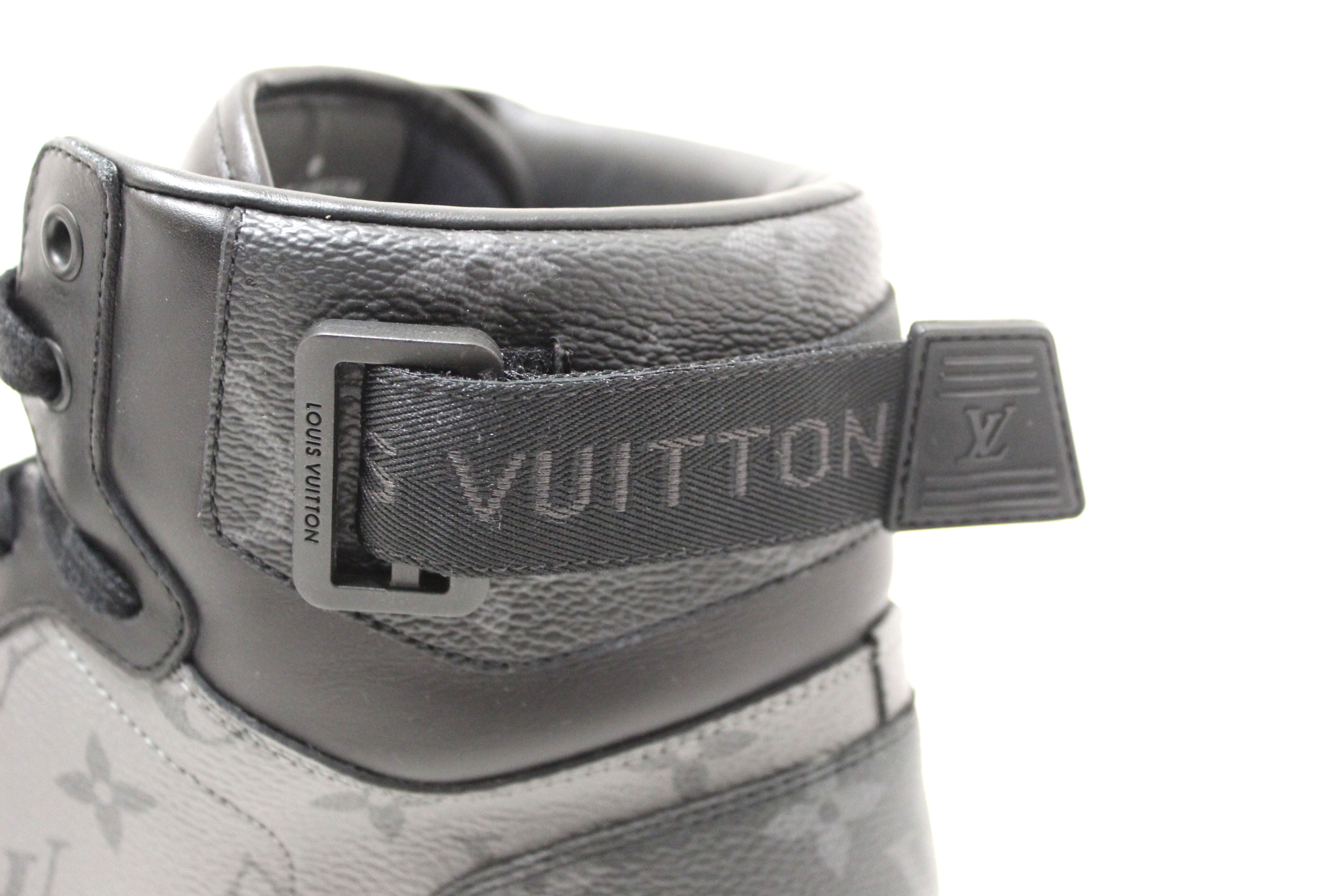 Authentic Louis Vuitton Men's Monogram Eclipse Rivoli High Top Sneakers Size 9.5 US - Luxury Designer Streetwear Shoes for Casual Wear & Fashion Statement