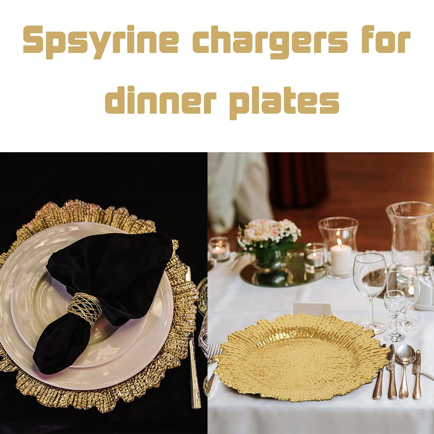 100 Pcs 13 Inch Round Matte Reef Charger Plates with Ruffled Rim & Hollow-Out Flower Napkin Holders - Bulk Dinner Charger Set for Weddings, Parties, and Formal Dining Events