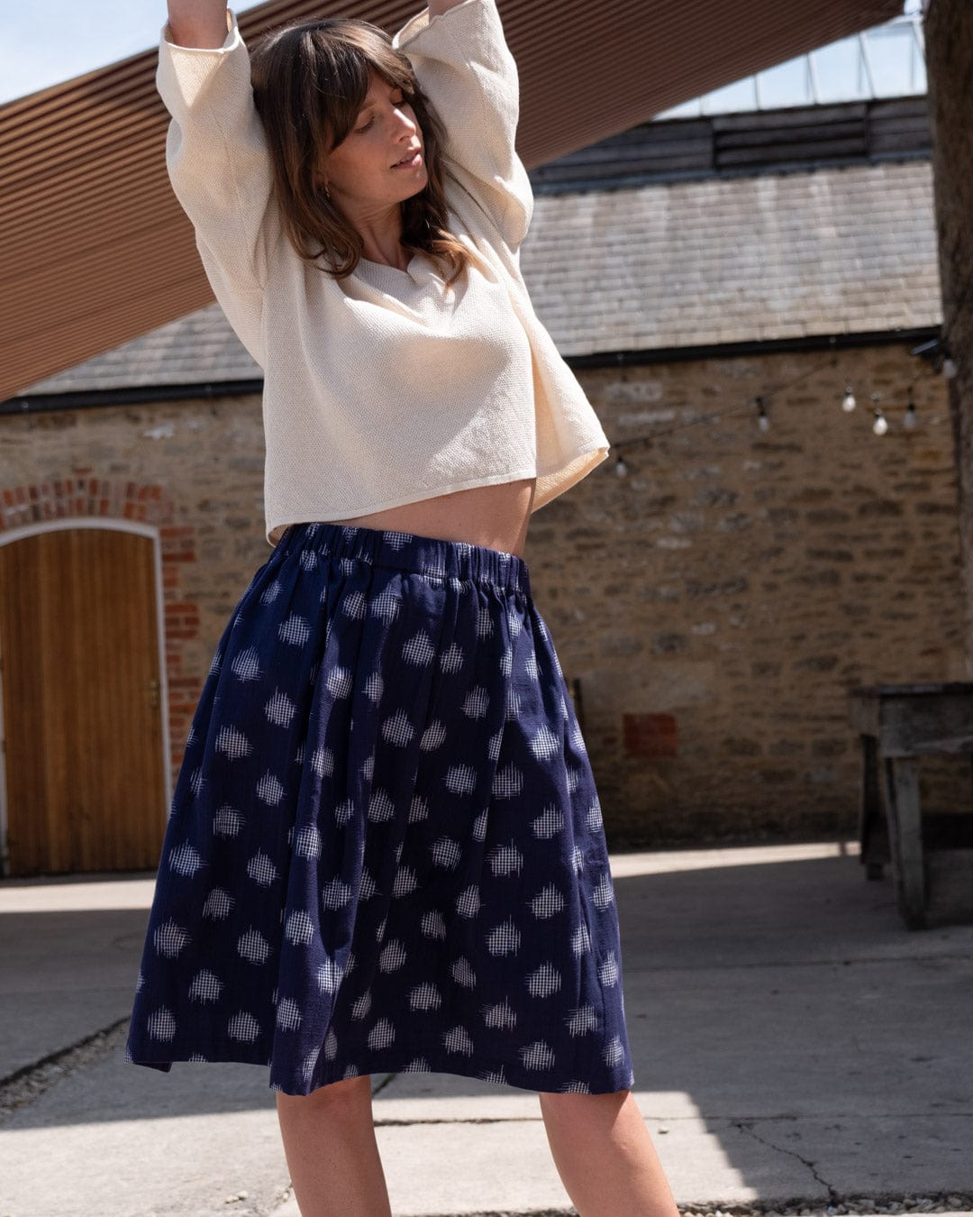 Jordan Women's Cotton Casual Skirt | Indigo Dot Print | Comfortable Summer Skirt for Women | Perfect for Beach, Vacation & Everyday Wear