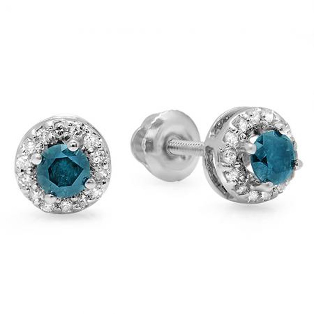 Dazzlingrock Collection 0.45 Cttw 14K White Gold Women's Halo Stud Earrings - Elegant Jewelry for Weddings, Parties & Everyday Wear