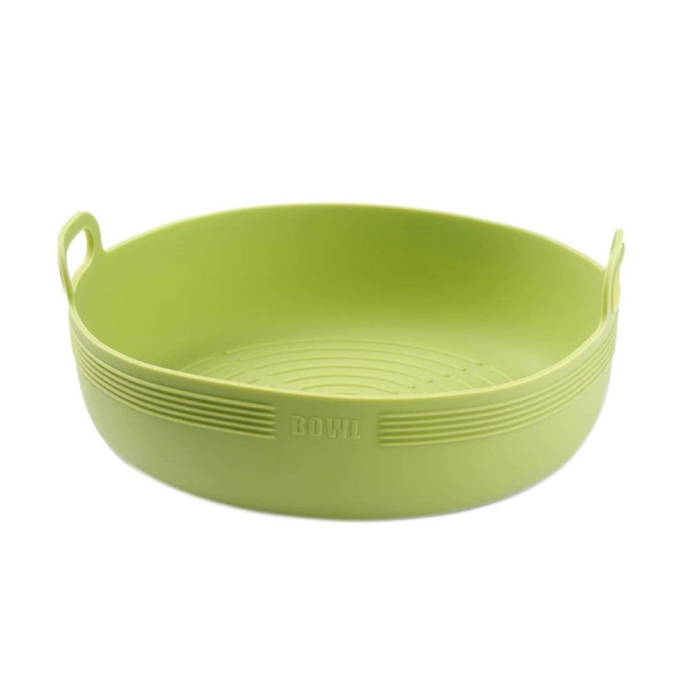 Non-Toxic Air Fryer Silicone Liners - Square & Round Reusable Basket Bowl - Safe Parchment Paper Replacement for Philips, Ninja, Cosori (Green) - Perfect for Roasting, Baking & Frying Healthy Meals